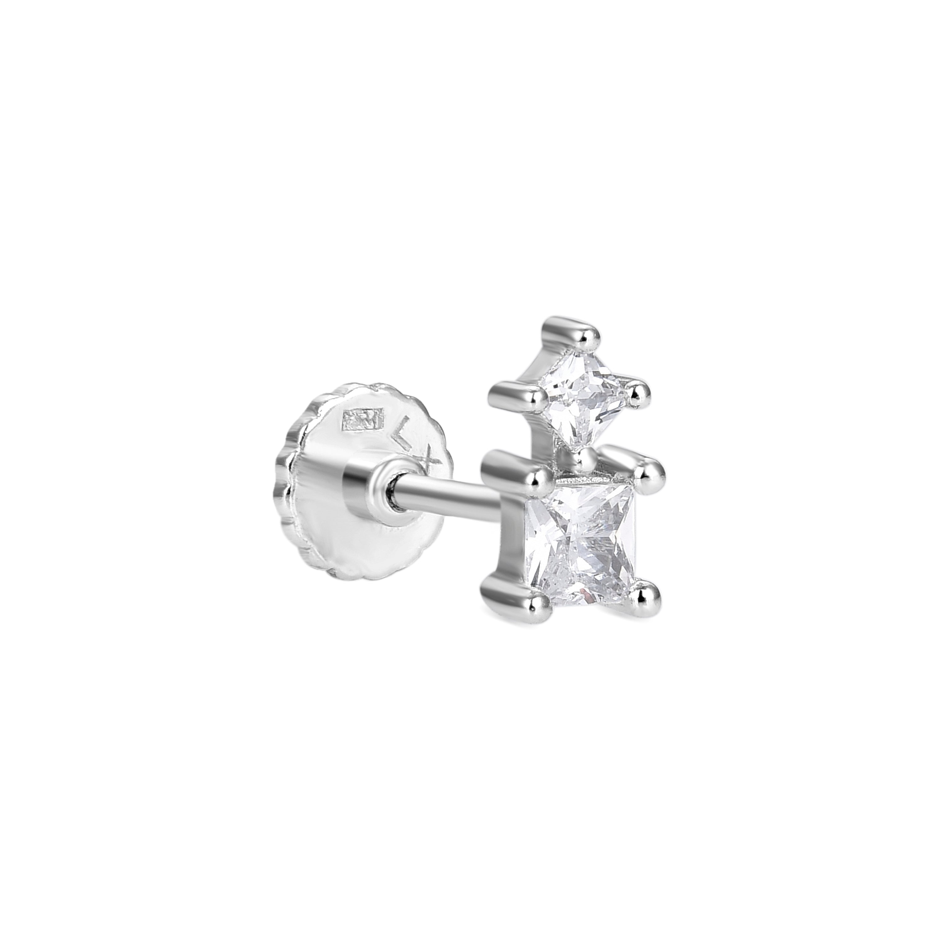 925 Sterling Silver Piercing with Brilliant Zirconia in Rhodium Finish - Ydir