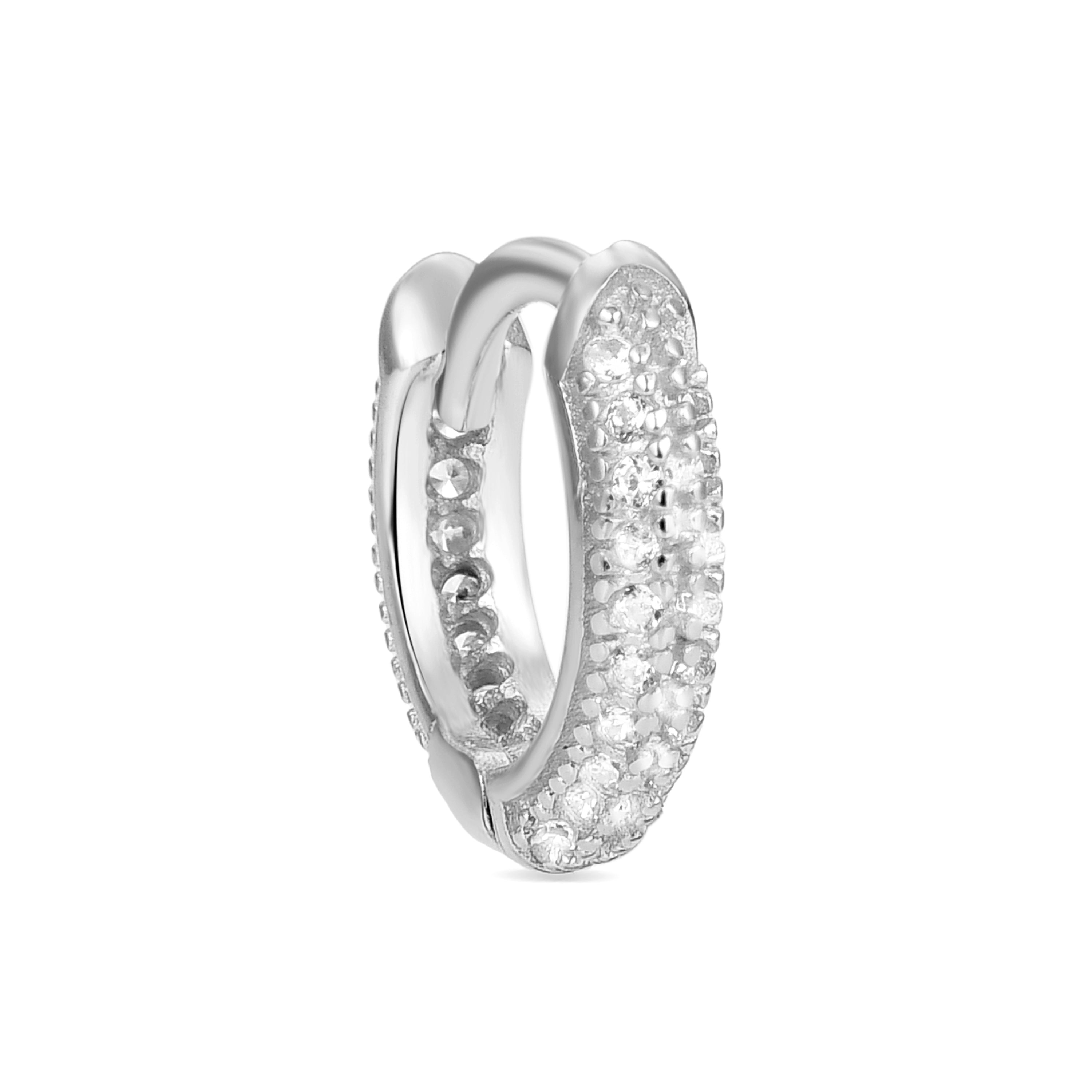 925 Sterling Silver Piercing with Brilliant Zirconia in Rhodium Finish - Tay