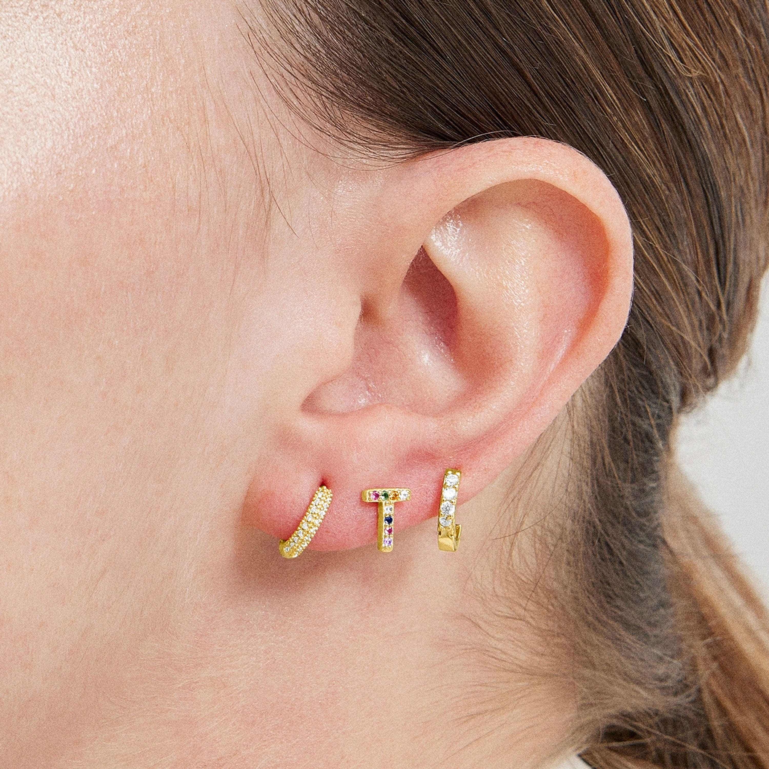 Piercing de Plata de Ley 925 con Circonita Brillante acabado en oro amarillo de 18K - Zulyt