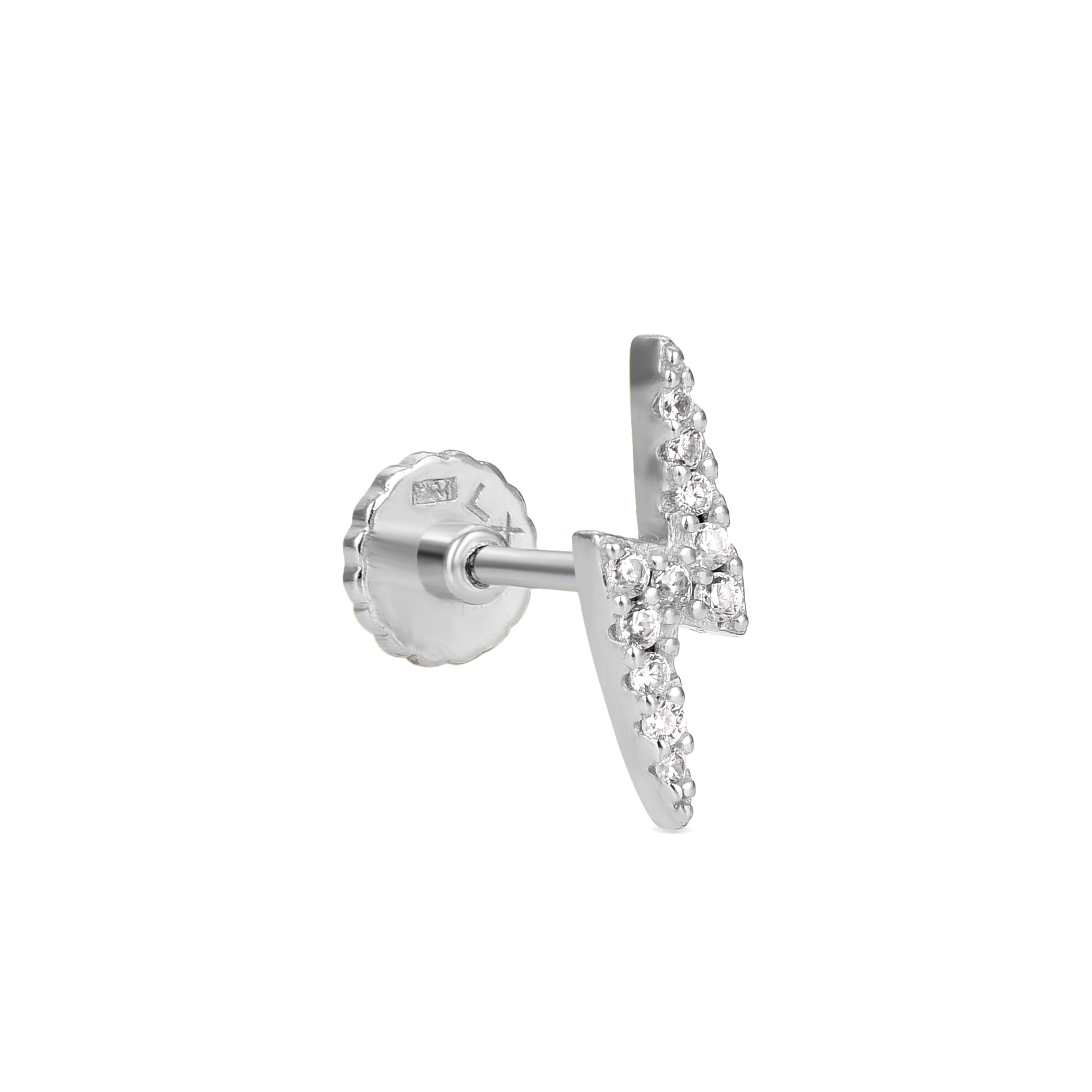 925 Sterling Silver Piercing with Brilliant Zirconia in Rhodium Finish - Linse