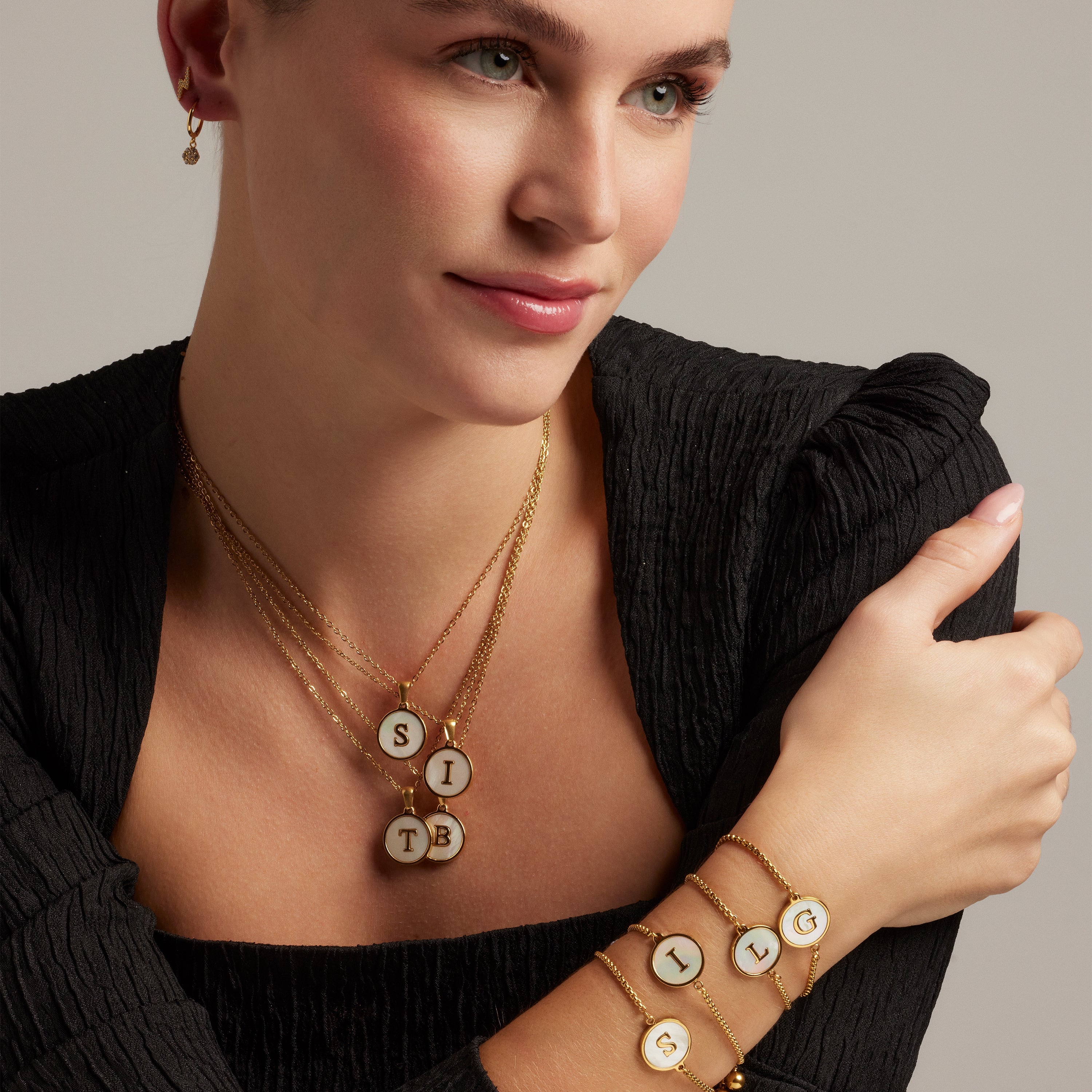 925 Sterling Silver Piercing with Brilliant Zirconia finished in 18K Yellow Gold - Linse
