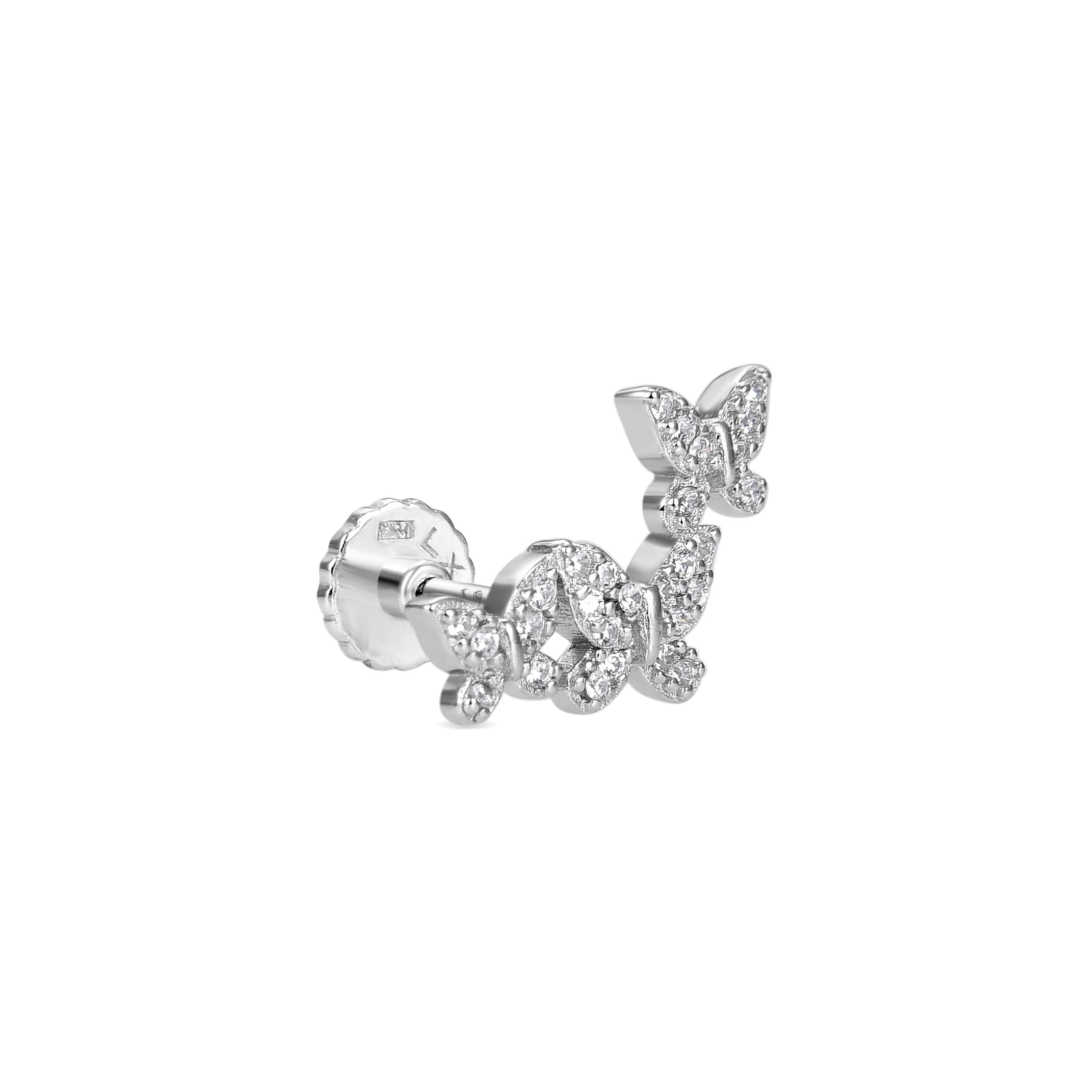 925 Sterling Silver Piercing with Brilliant Zirconia in Rhodium Finish - Xyel