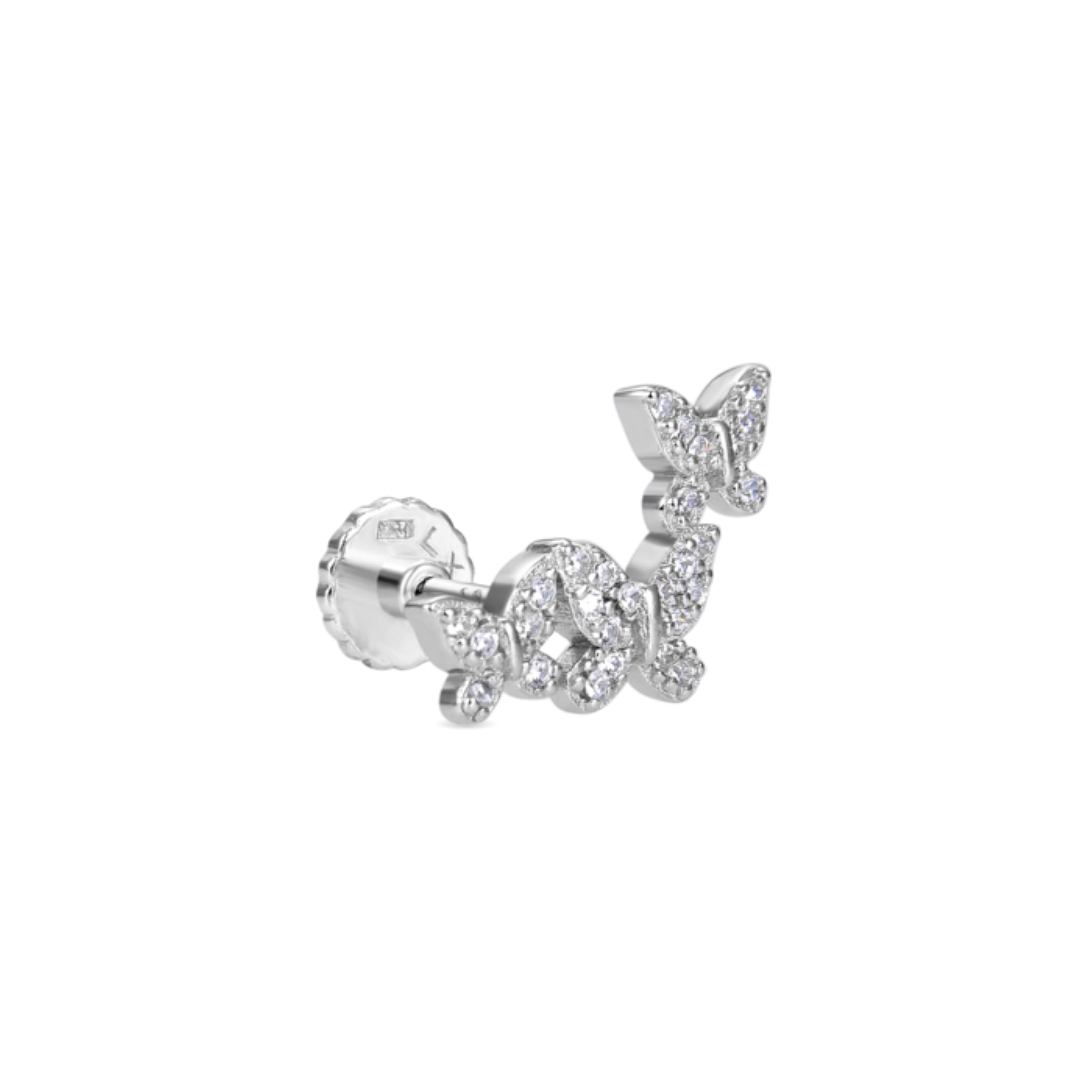 925 Sterling Silver Piercing with Brilliant Zirconia in Rhodium Finish - Xyel