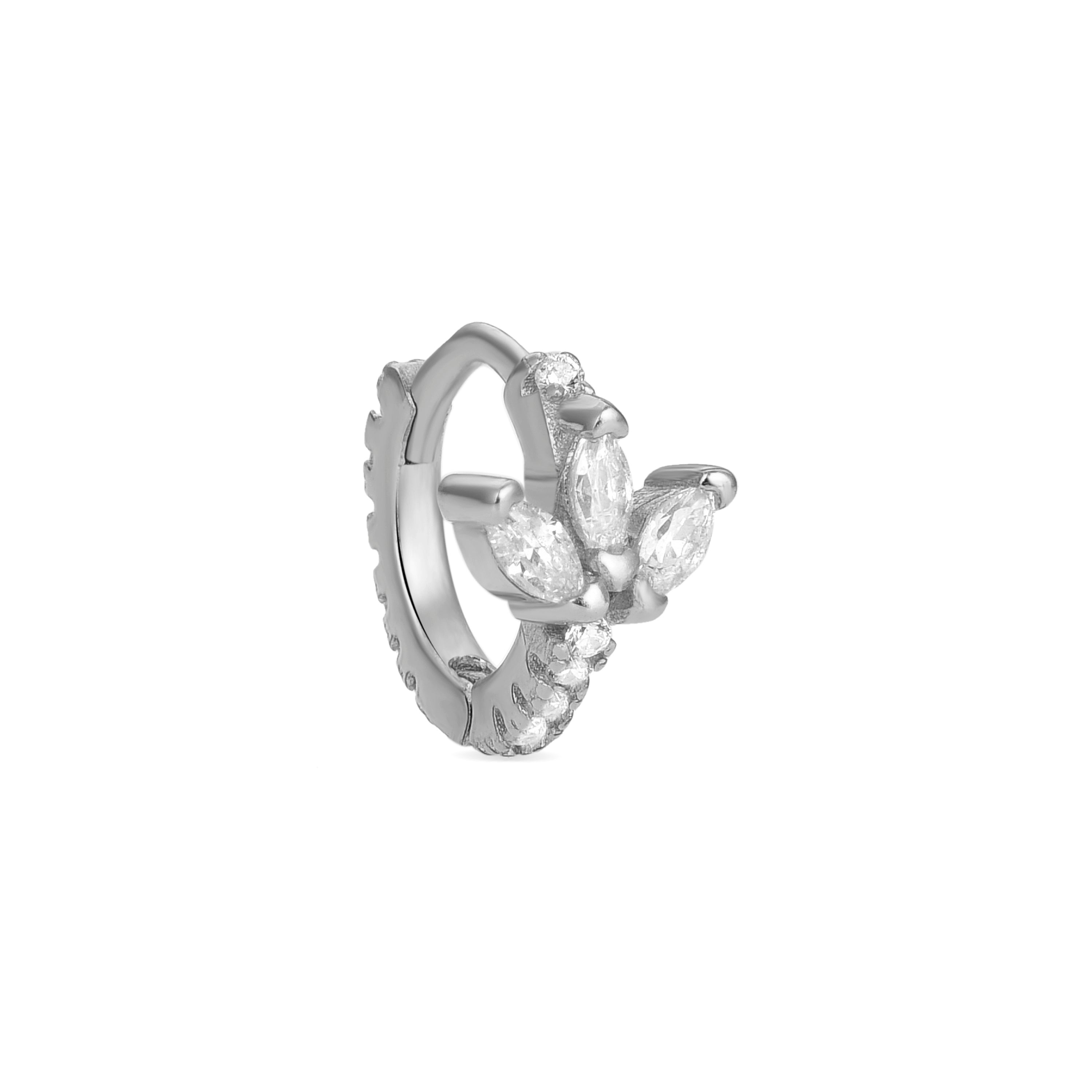 925 Sterling Silver Piercing with Brilliant Zirconia in Rhodium Finish - Netwi