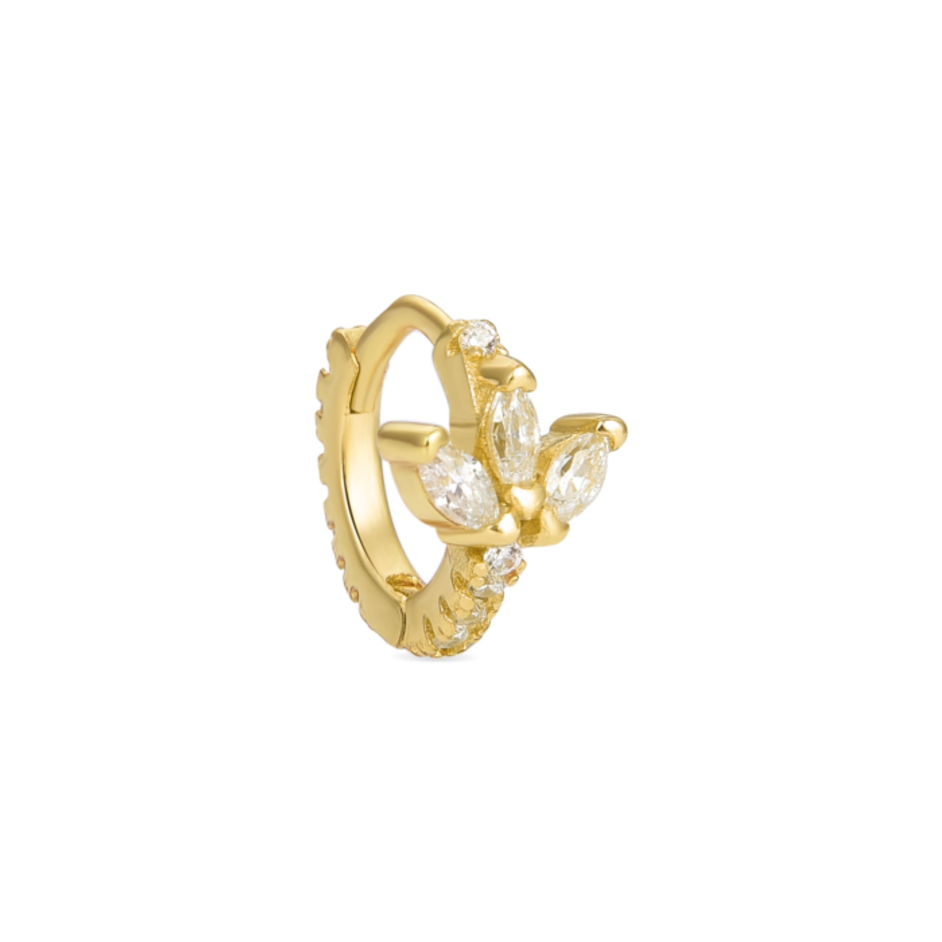 925 Sterling Silver Piercing with Brilliant Zirconia finished in 18K yellow gold - Netwi