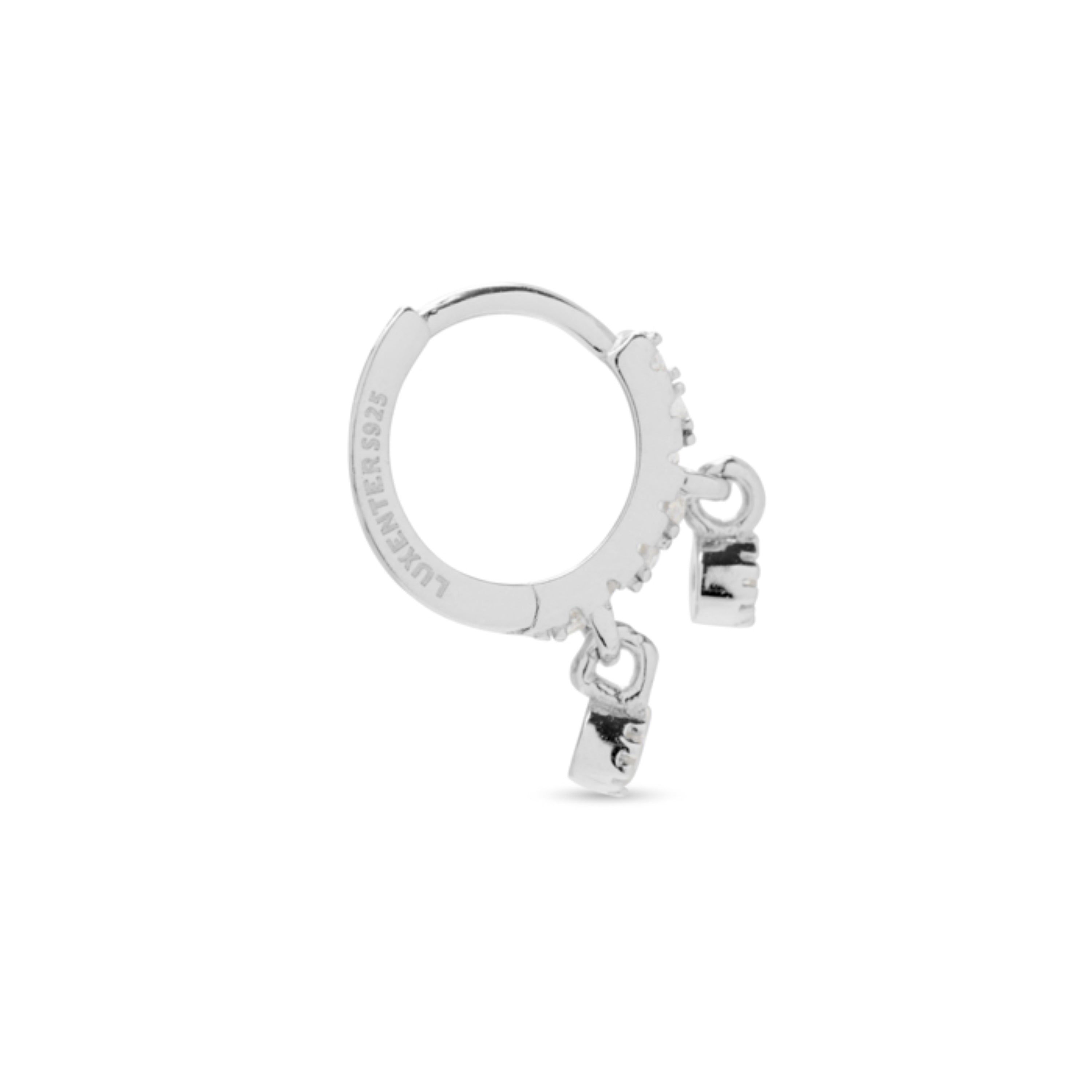 925 Sterling Silver Piercing with Brilliant Zirconia in Rhodium Finish - Damra