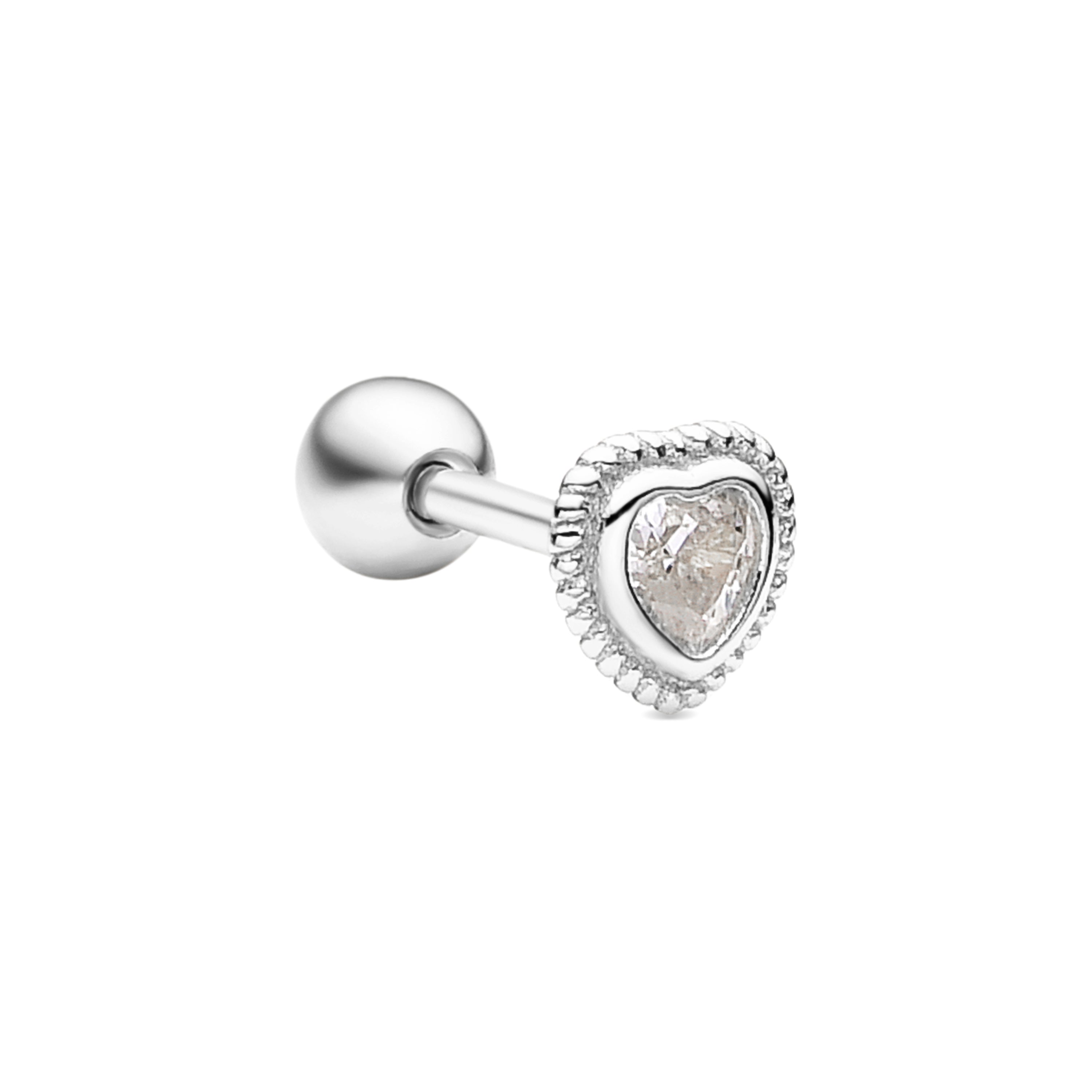 925 Sterling Silver and Brilliant Zirconia Piercing with Rhodium Finish - Aimba