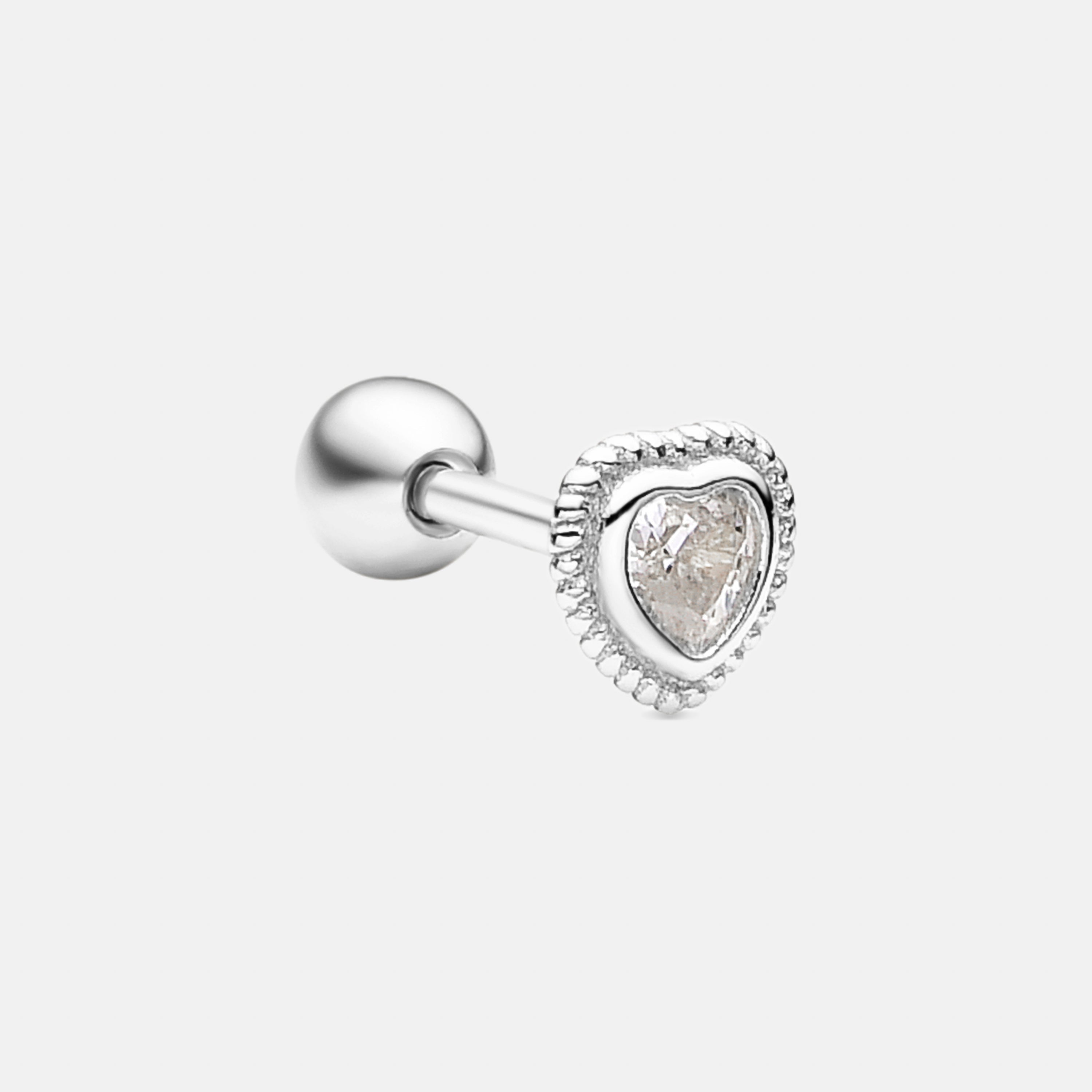 925 Sterling Silver and Brilliant Zirconia Piercing with Rhodium Finish - Aimba