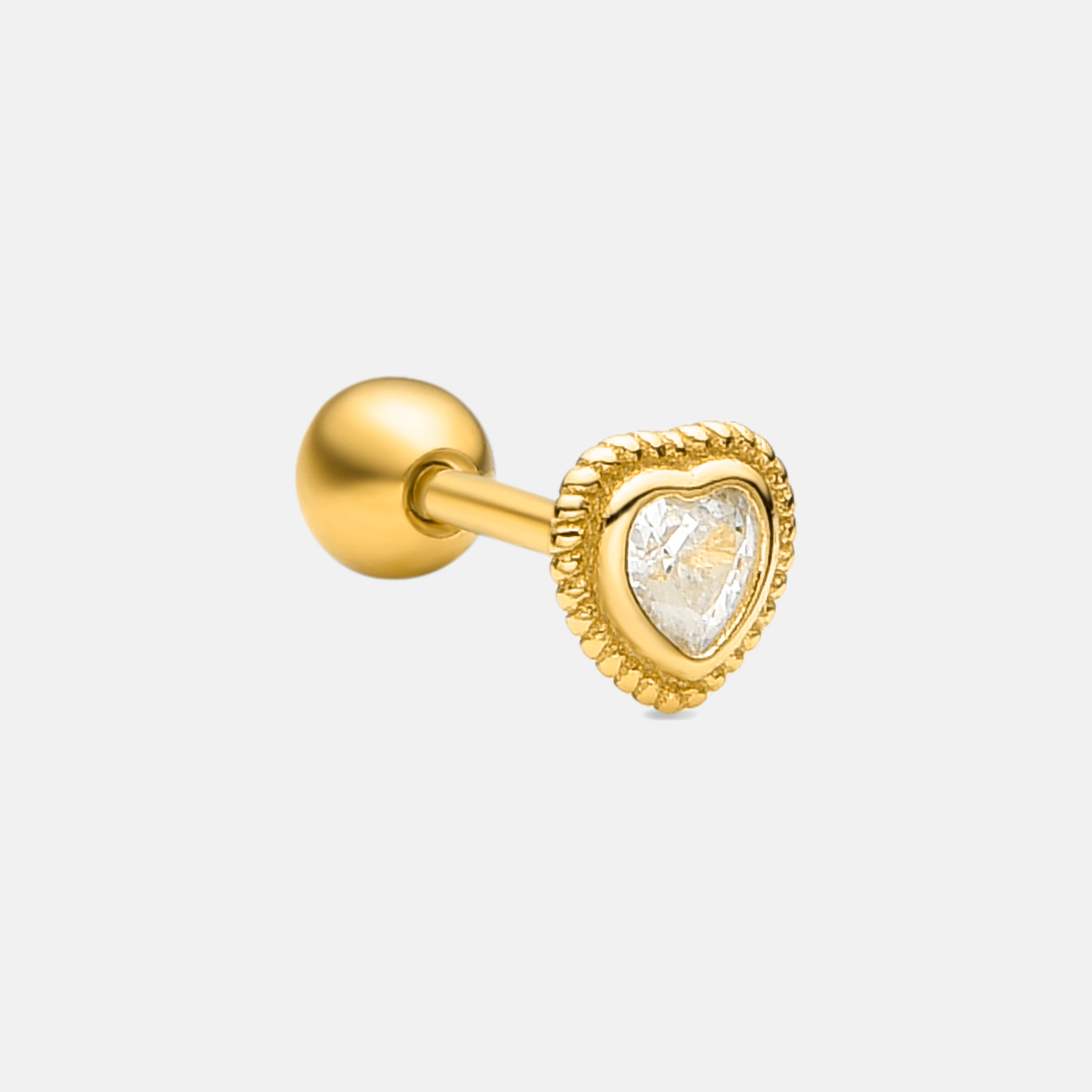925 Sterling Silver and Brilliant Zirconia Piercing with 18k Gold Finish - Aimba