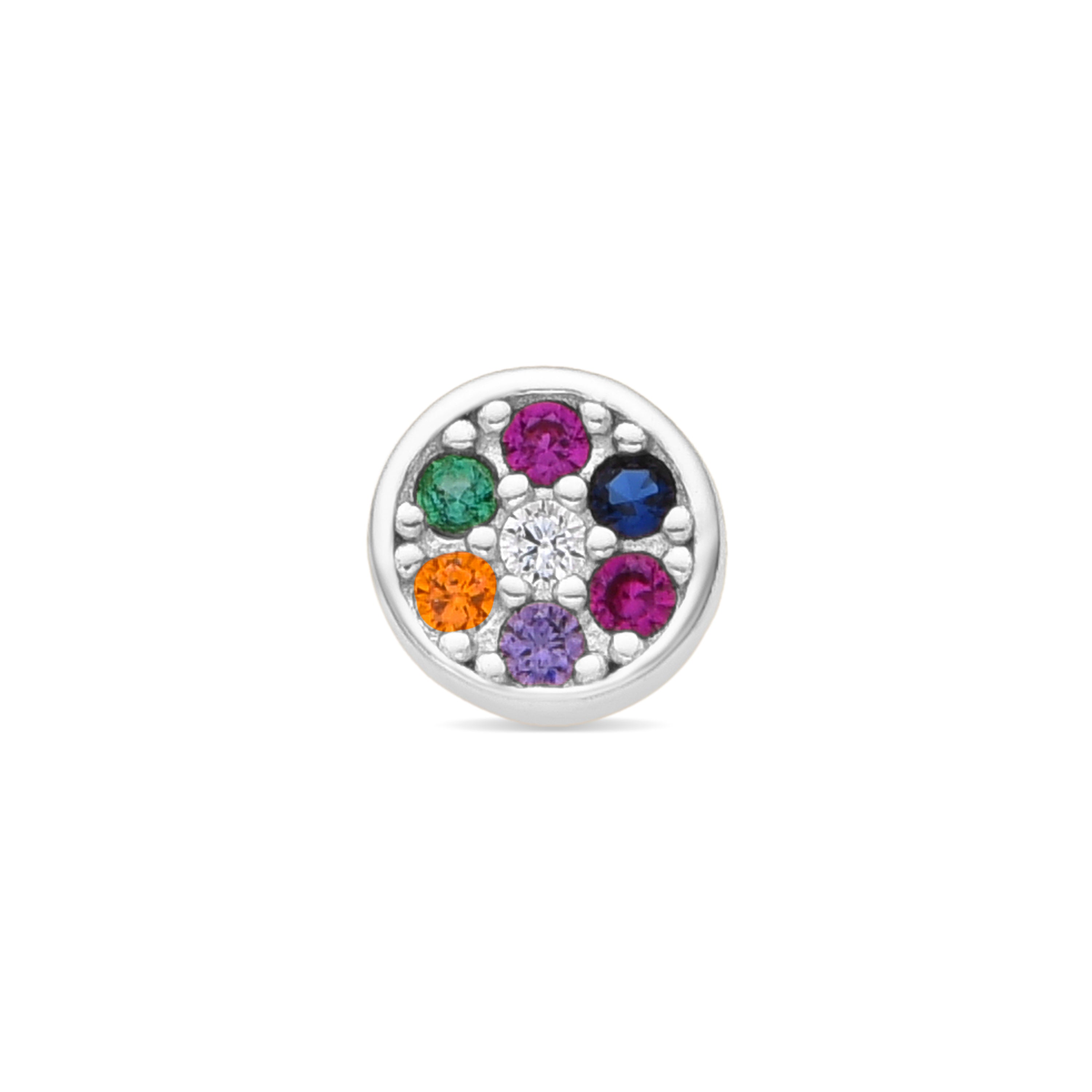 925 Sterling Silver and Multicolor Zirconia Piercing with Rhodium Finish - Black