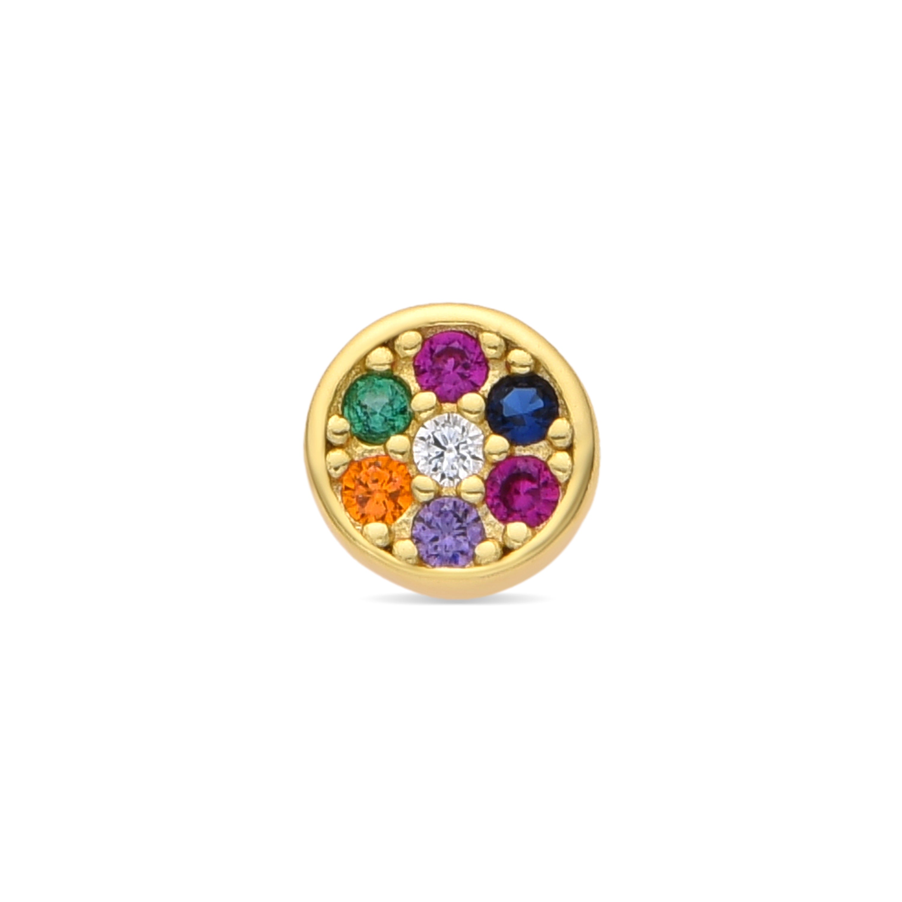 925 Sterling Silver and Multicolor Zirconia Piercing, 18k Yellow Gold Finish - Black