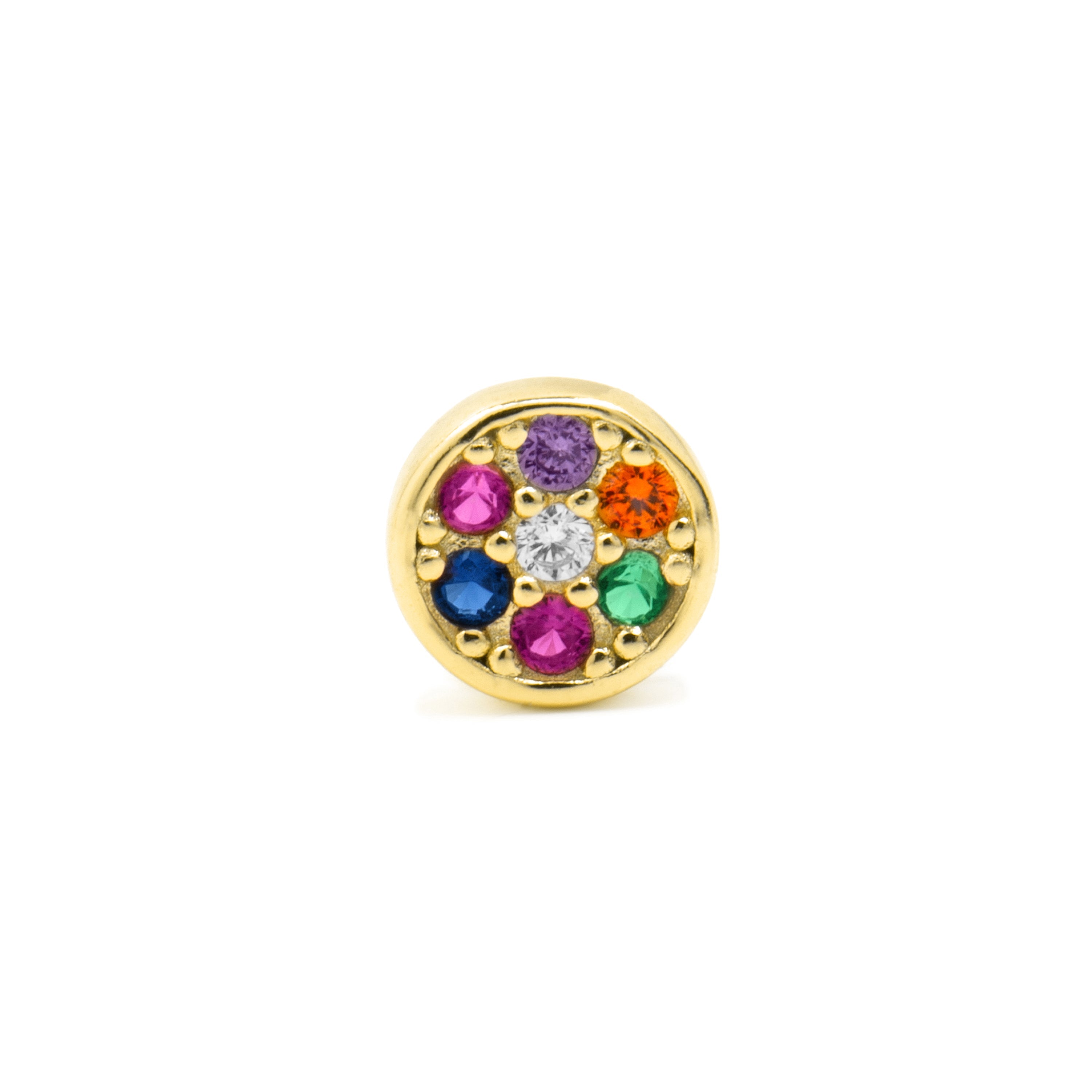 925 Sterling Silver and Multicolor Zirconia Piercing, 18k Yellow Gold Finish - Black