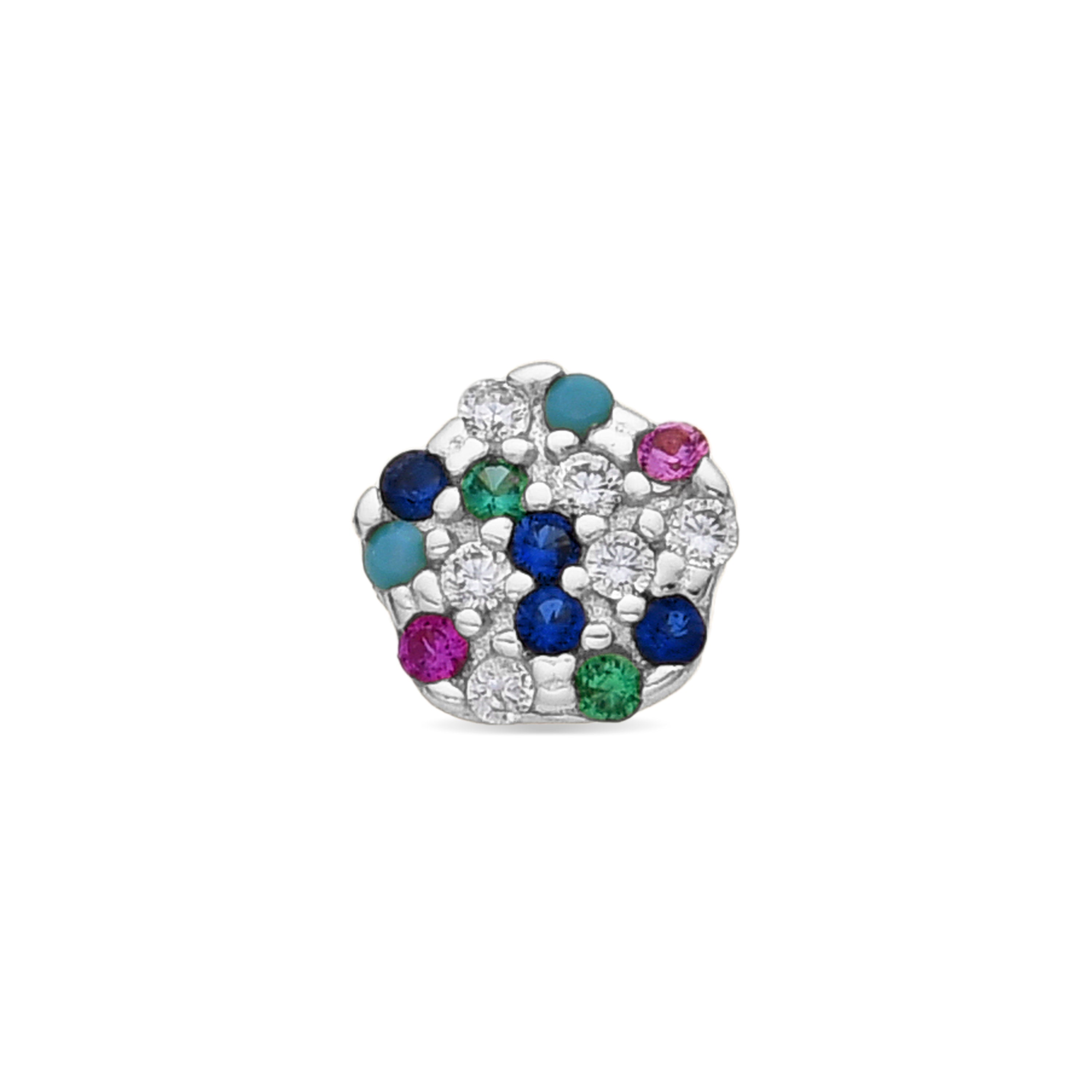 925 Sterling Silver and Multicolor Zirconia Piercing with Rhodium Finish - Mina