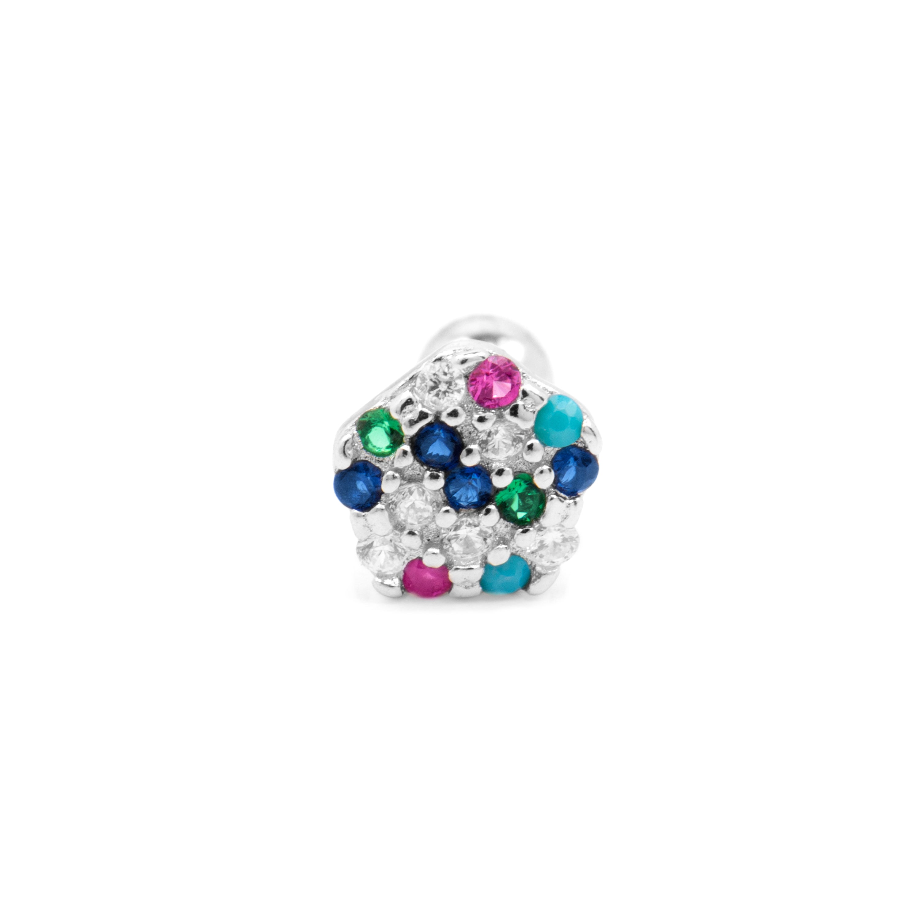 925 Sterling Silver and Multicolor Zirconia Piercing with Rhodium Finish - Mina