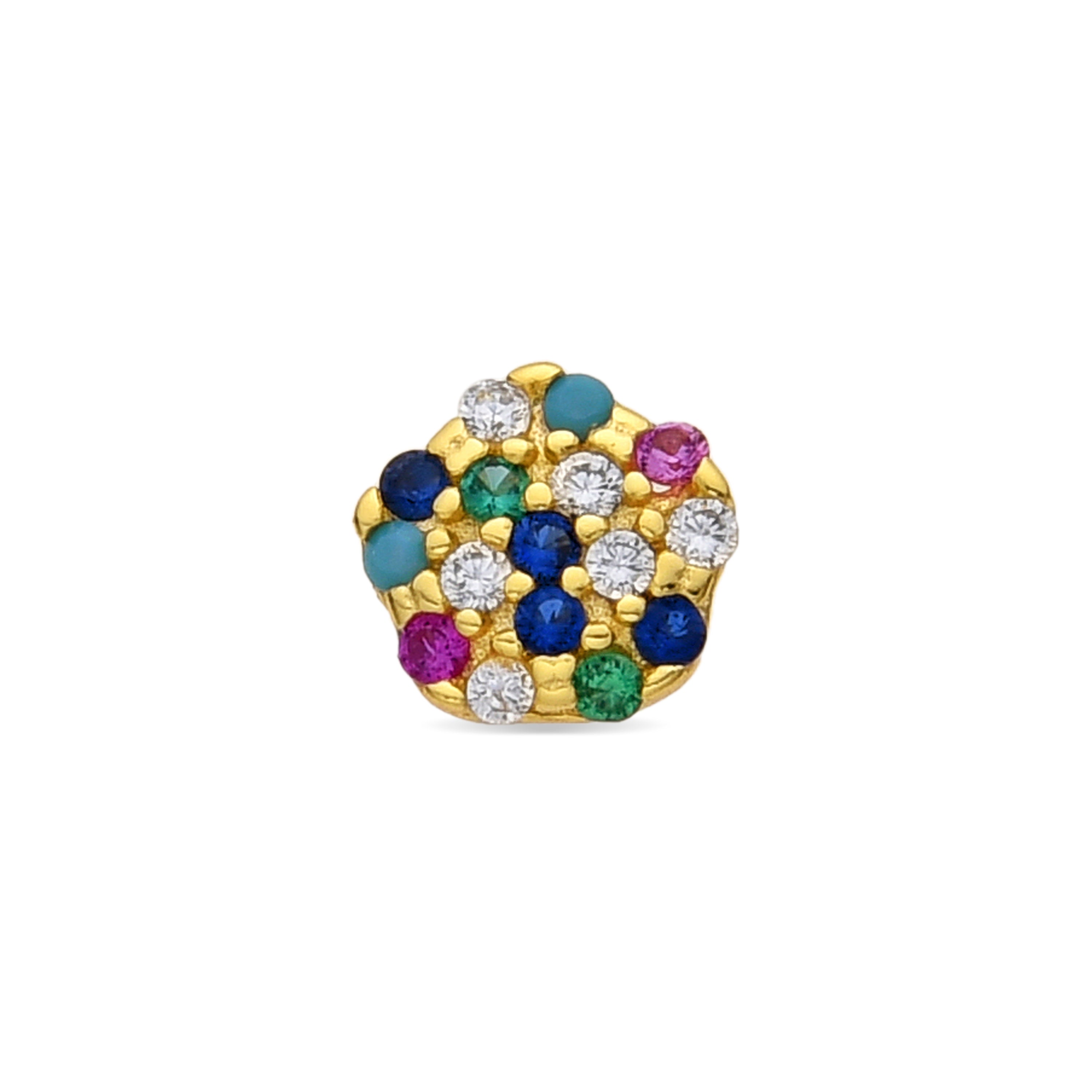 925 Sterling Silver and Multicolor Zirconia Piercing, 18k Yellow Gold Finish - Mina