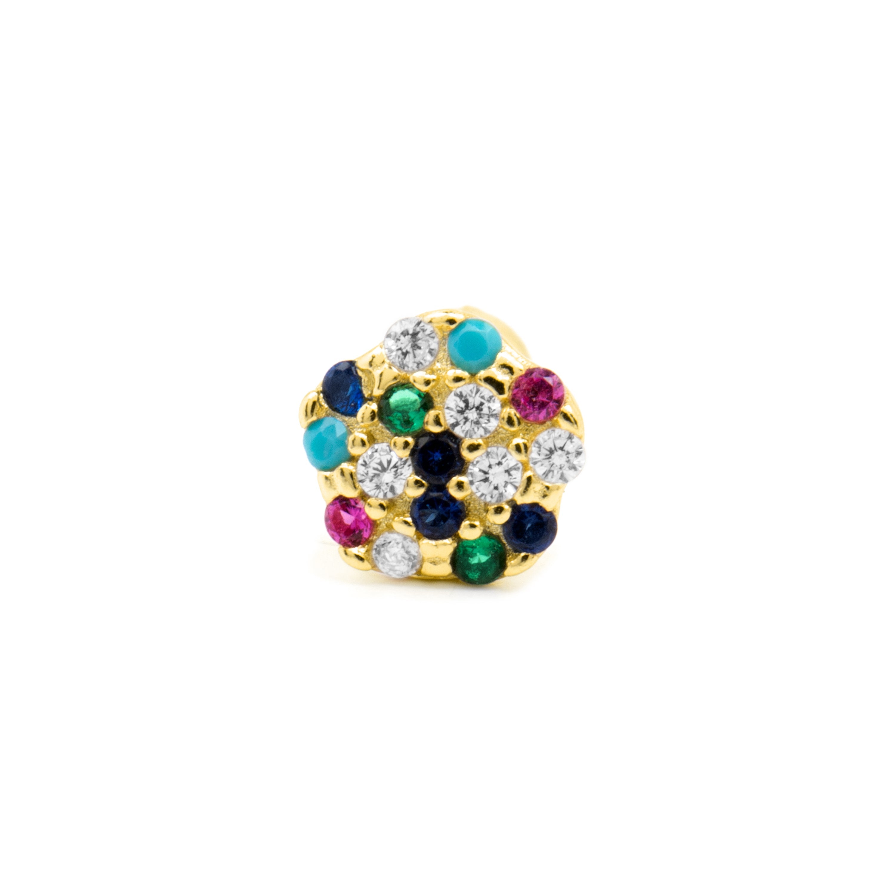925 Sterling Silver and Multicolor Zirconia Piercing, 18k Yellow Gold Finish - Mina