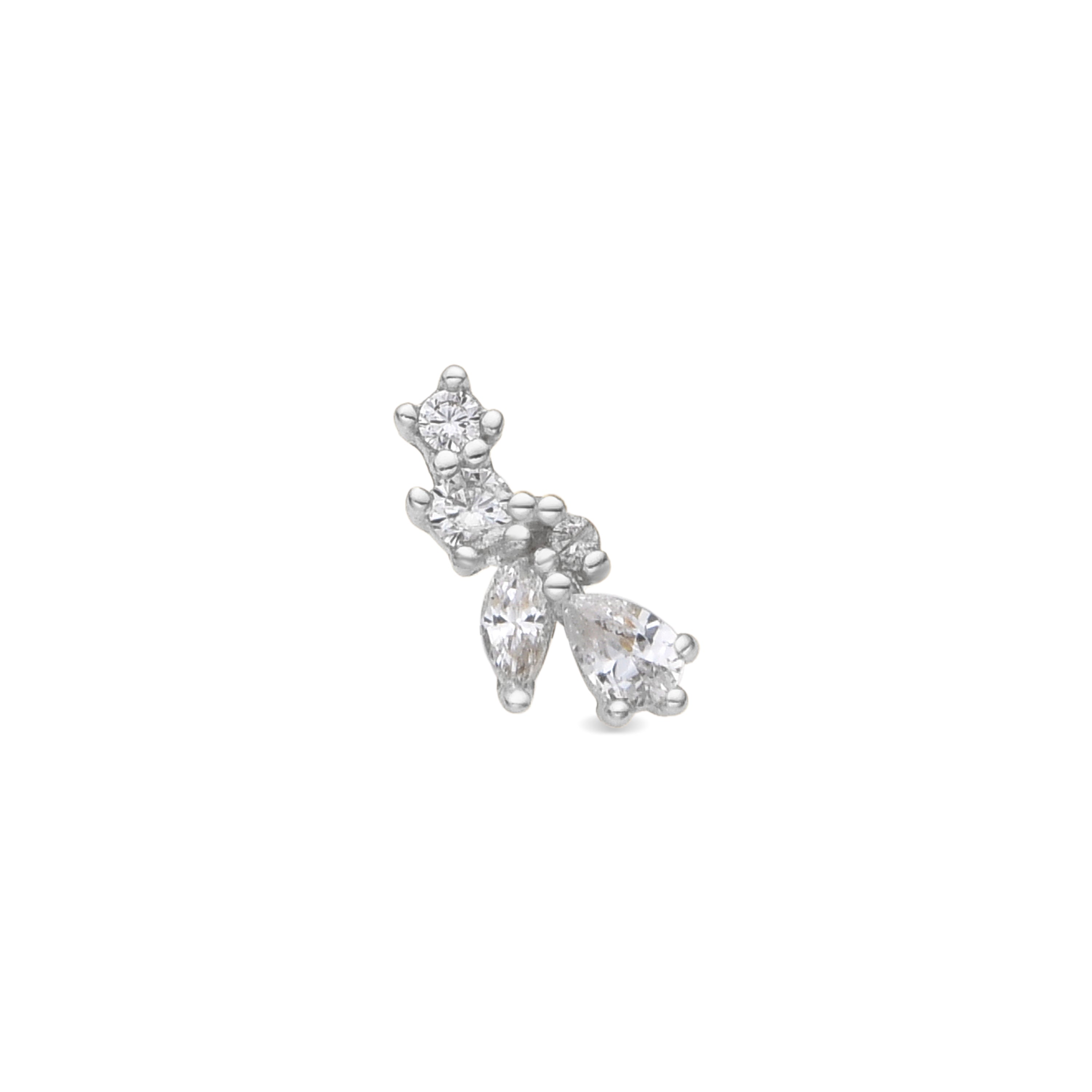 925 Sterling Silver and Brilliant Zirconia Piercing with Rhodium Finish - Abill
