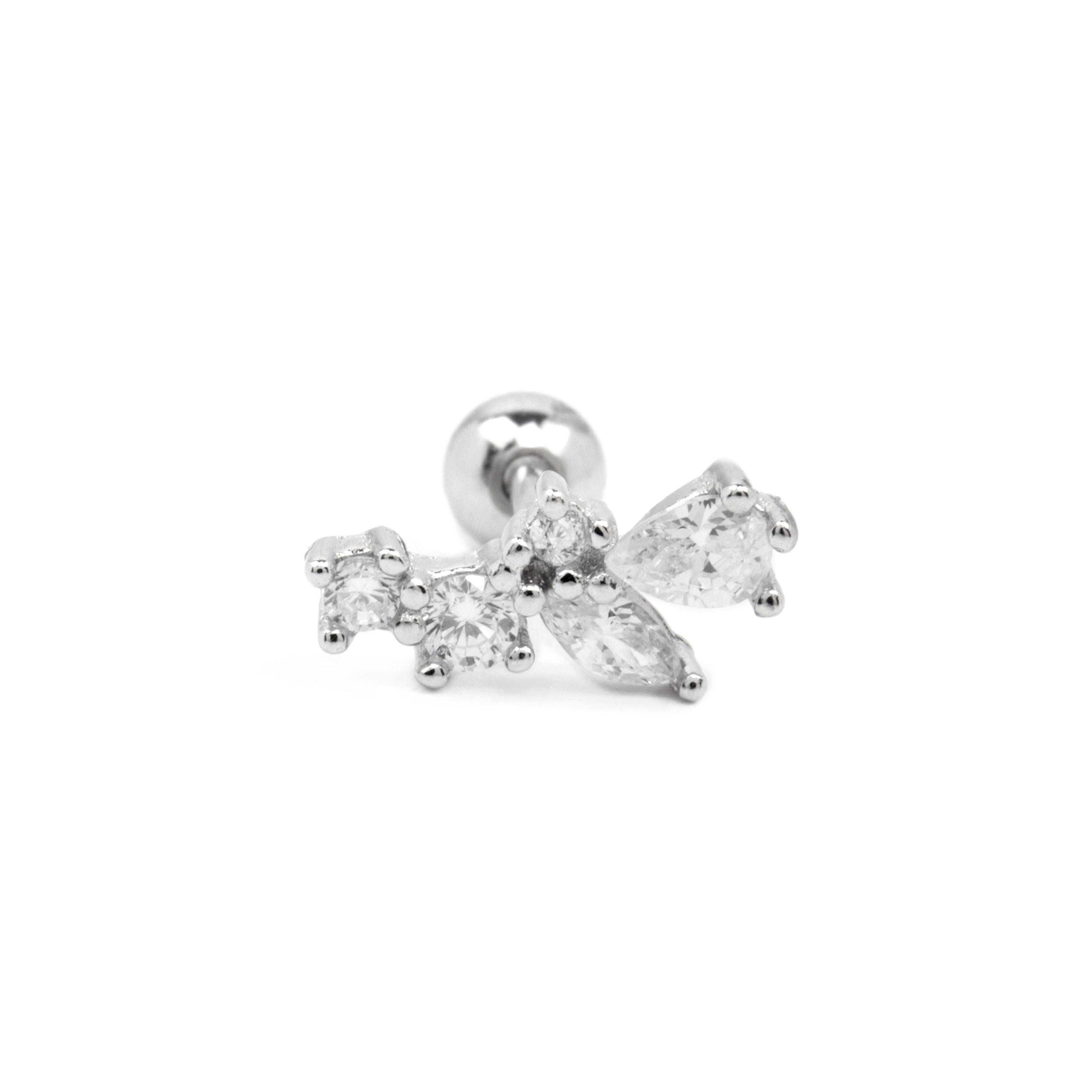 925 Sterling Silver and Brilliant Zirconia Piercing with Rhodium Finish - Abill