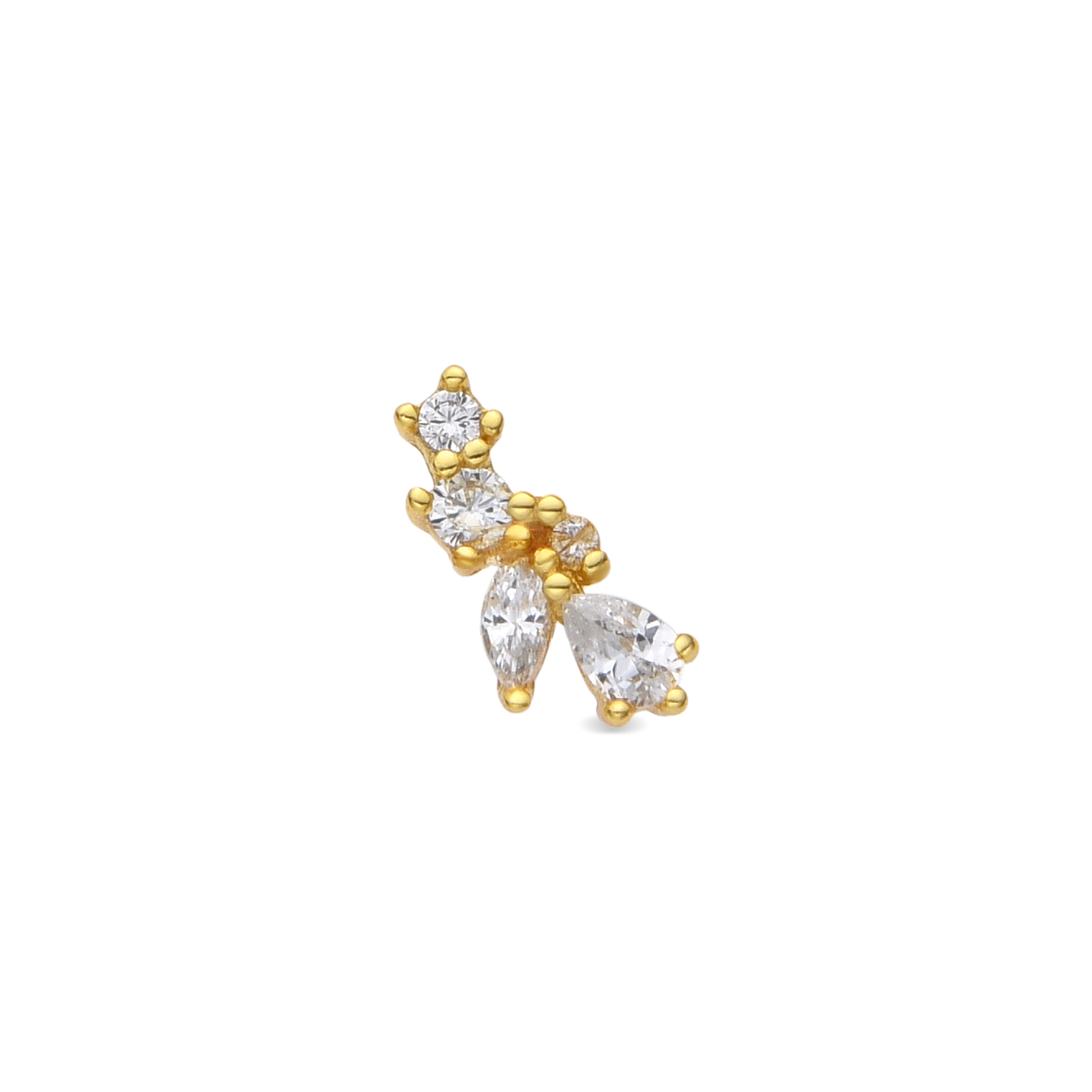 925 Sterling Silver and Brilliant Zirconia Piercing, 18k Yellow Gold Finish - Abill