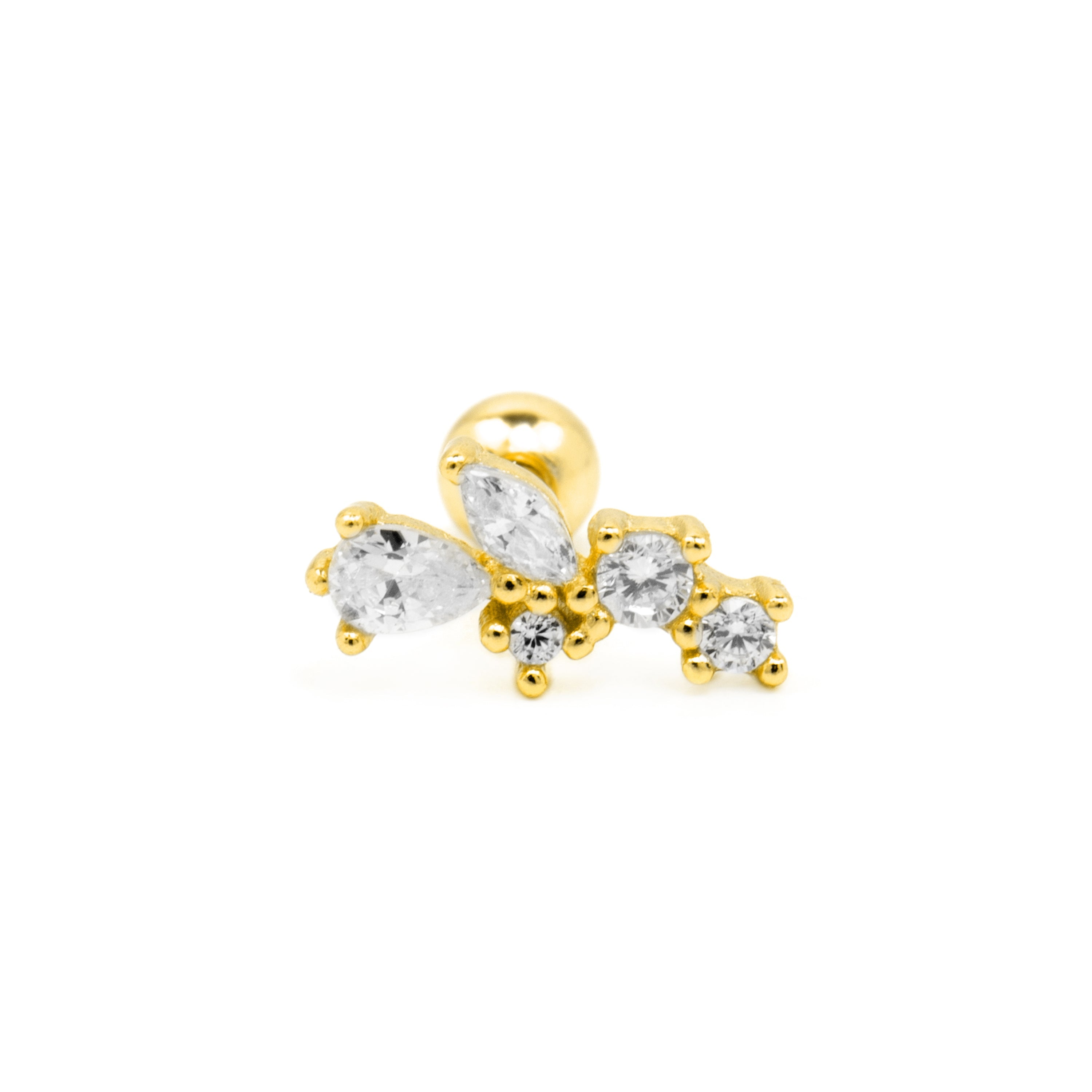 925 Sterling Silver and Brilliant Zirconia Piercing, 18k Yellow Gold Finish - Abill
