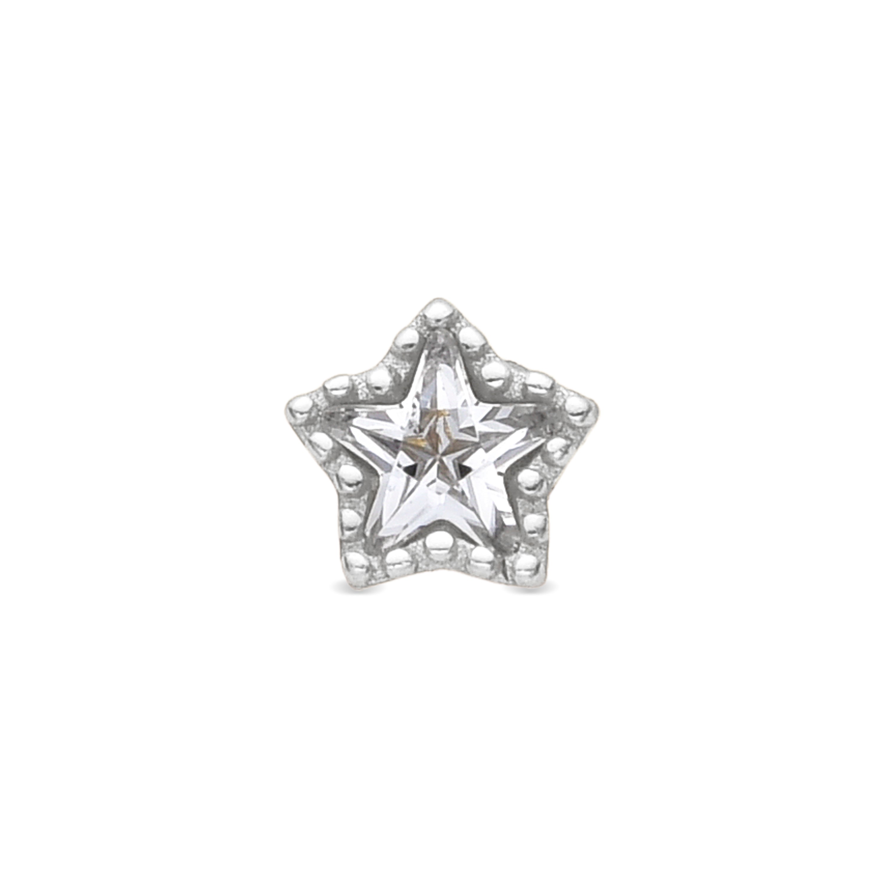 925 Sterling Silver and Brilliant Zirconia Piercing with Rhodium Finish - Defad