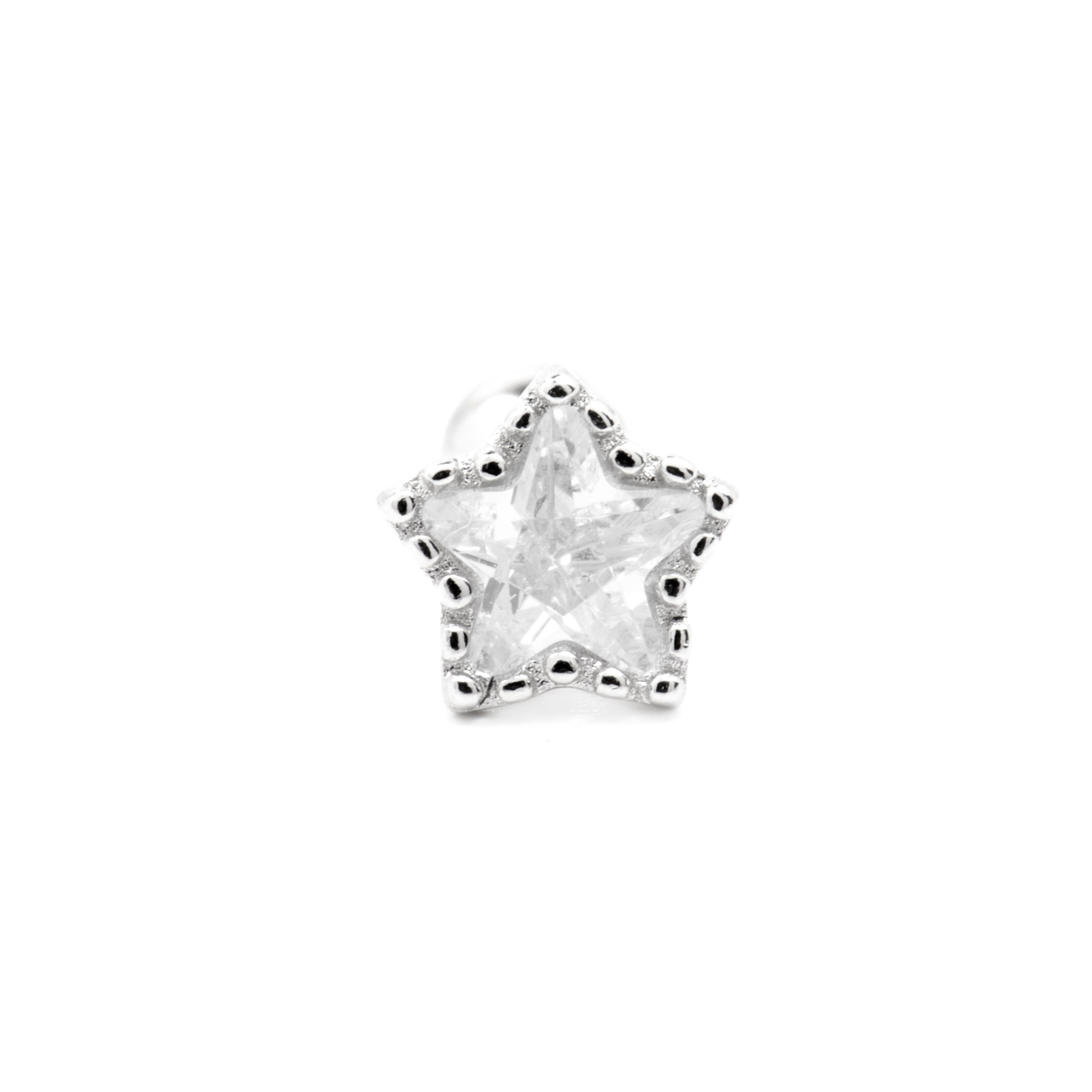 925 Sterling Silver and Brilliant Zirconia Piercing with Rhodium Finish - Defad
