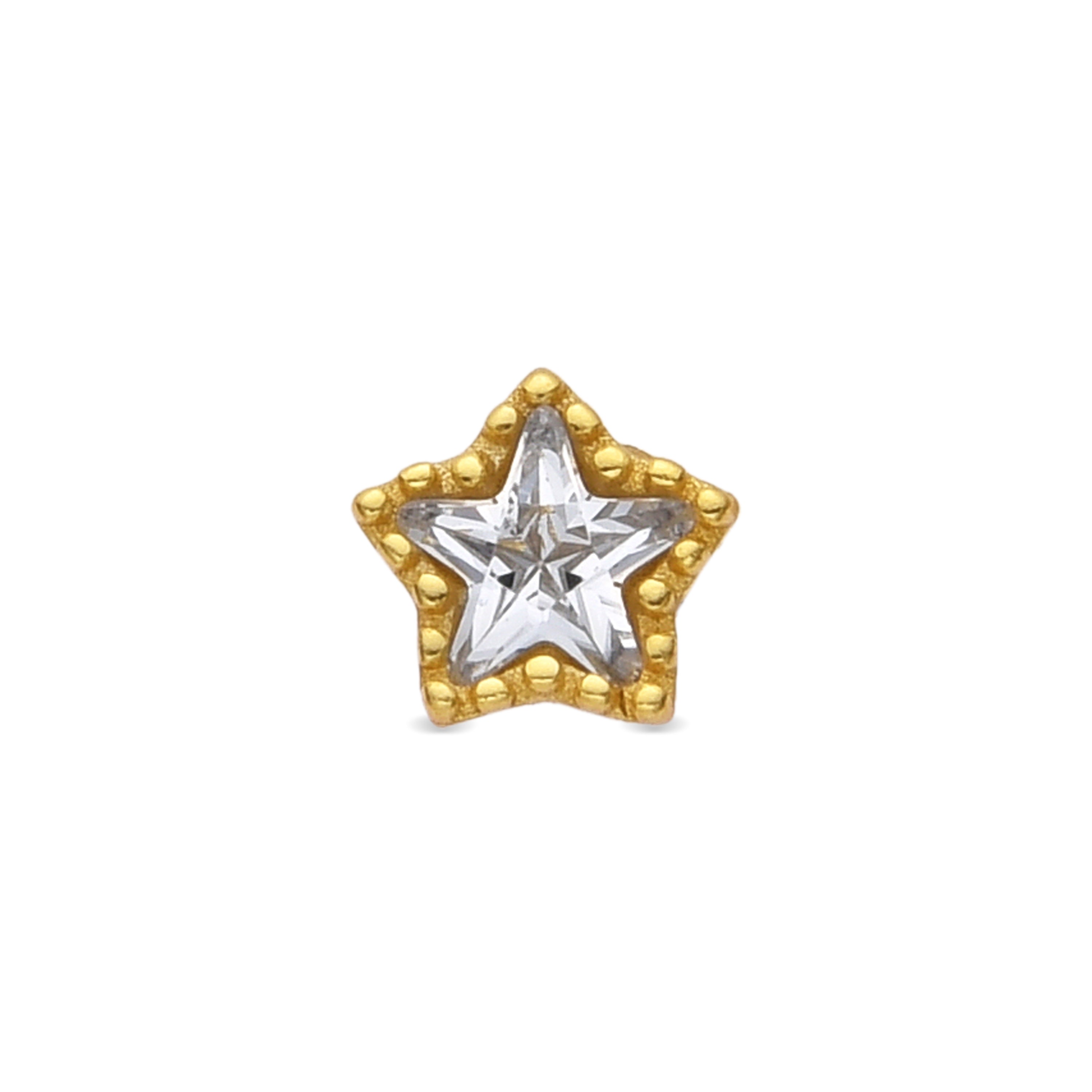 925 Sterling Silver and Brilliant Zirconia Piercing, 18k Yellow Gold Finish - Defad