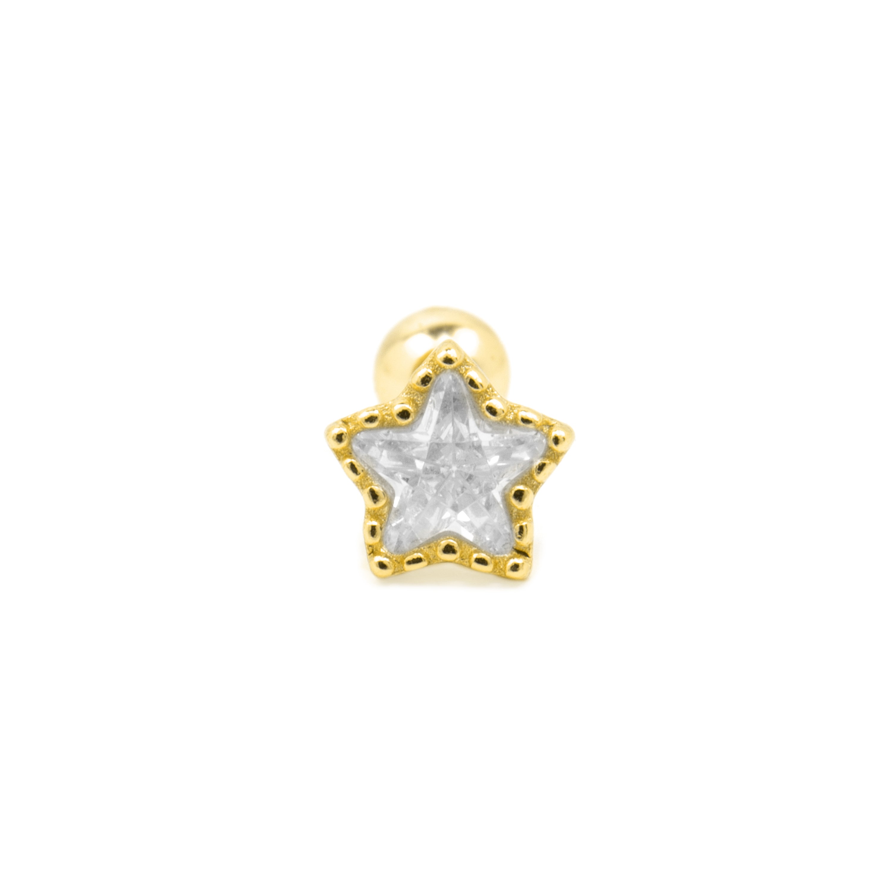 925 Sterling Silver and Brilliant Zirconia Piercing, 18k Yellow Gold Finish - Defad