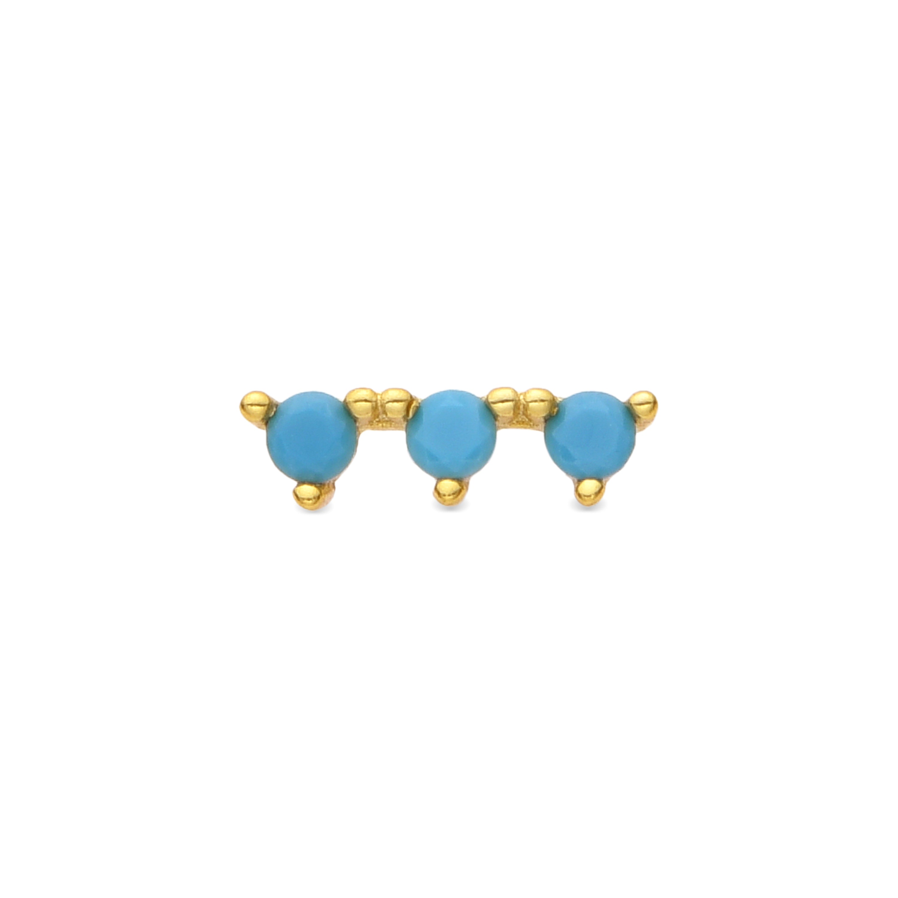 925 Sterling Silver and Turquoise Piercing with 18k Yellow Gold Finish - Tepi