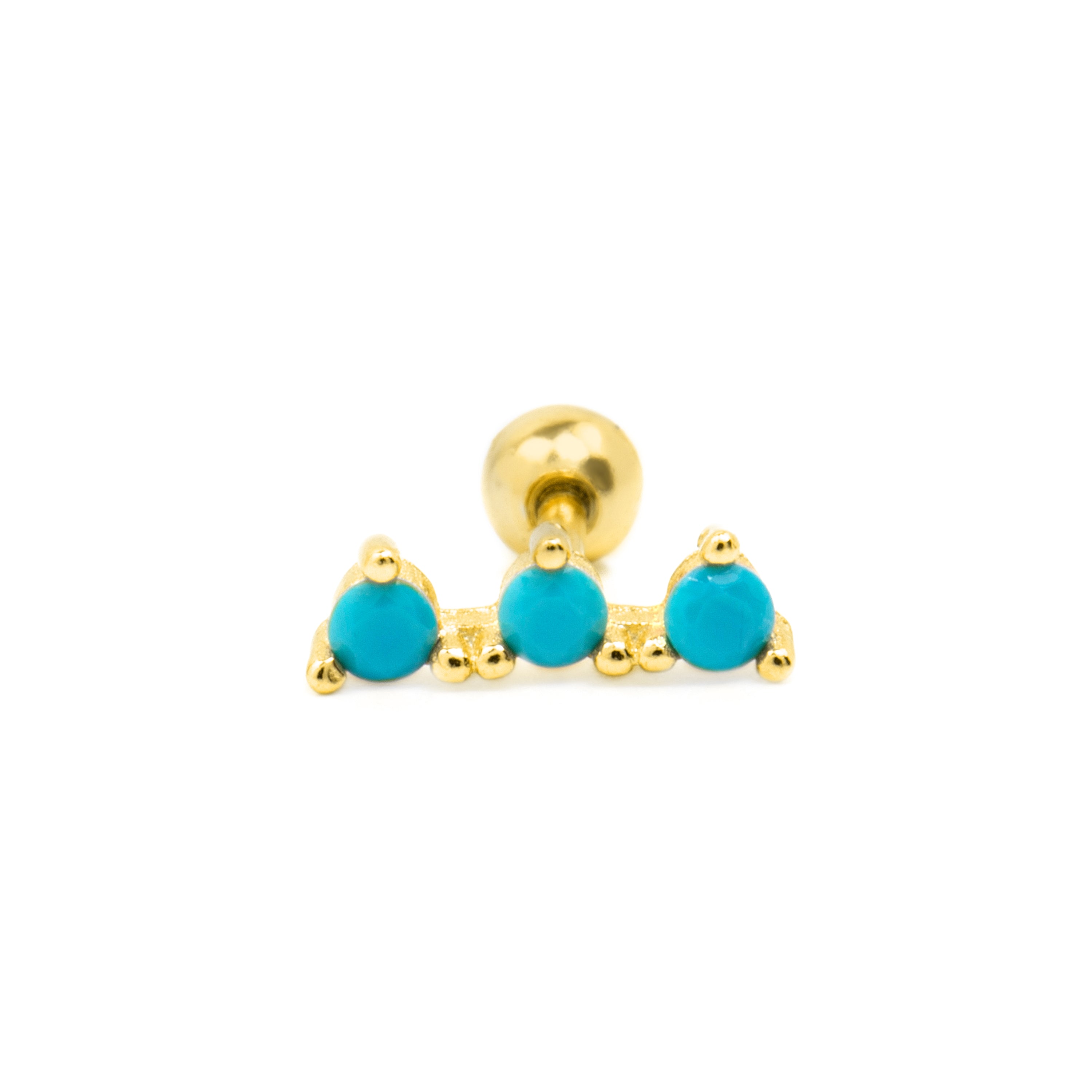 925 Sterling Silver and Turquoise Piercing with 18k Yellow Gold Finish - Tepi