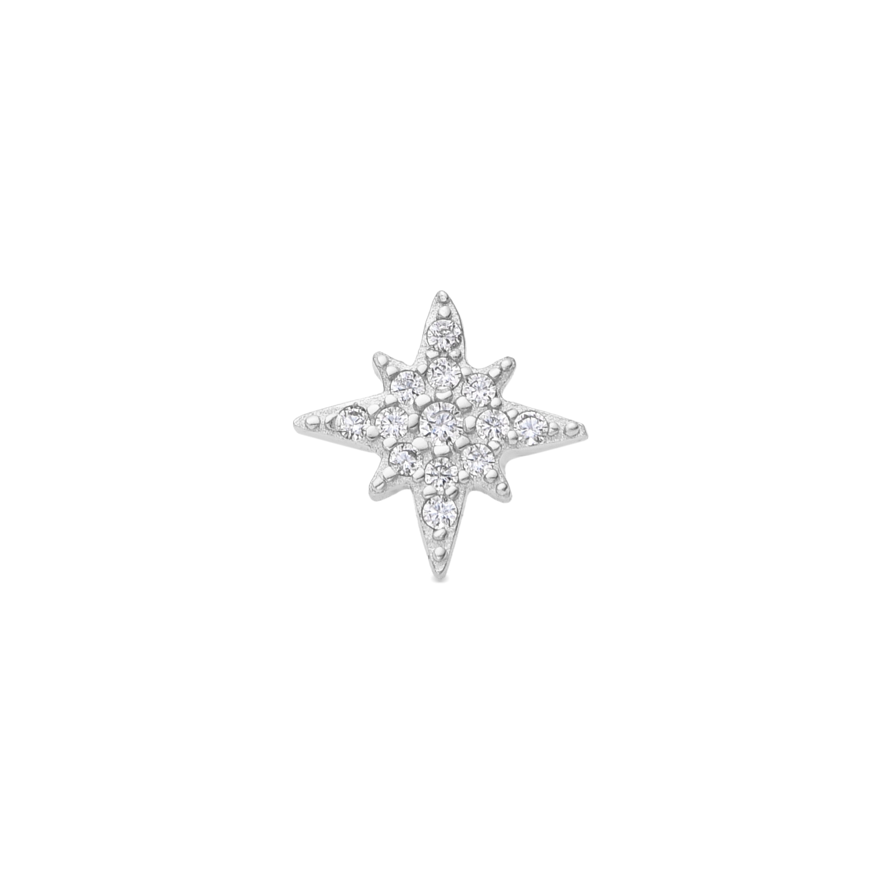 925 Sterling Silver and Brilliant Zirconia Piercing with Rhodium Finish - Rakper