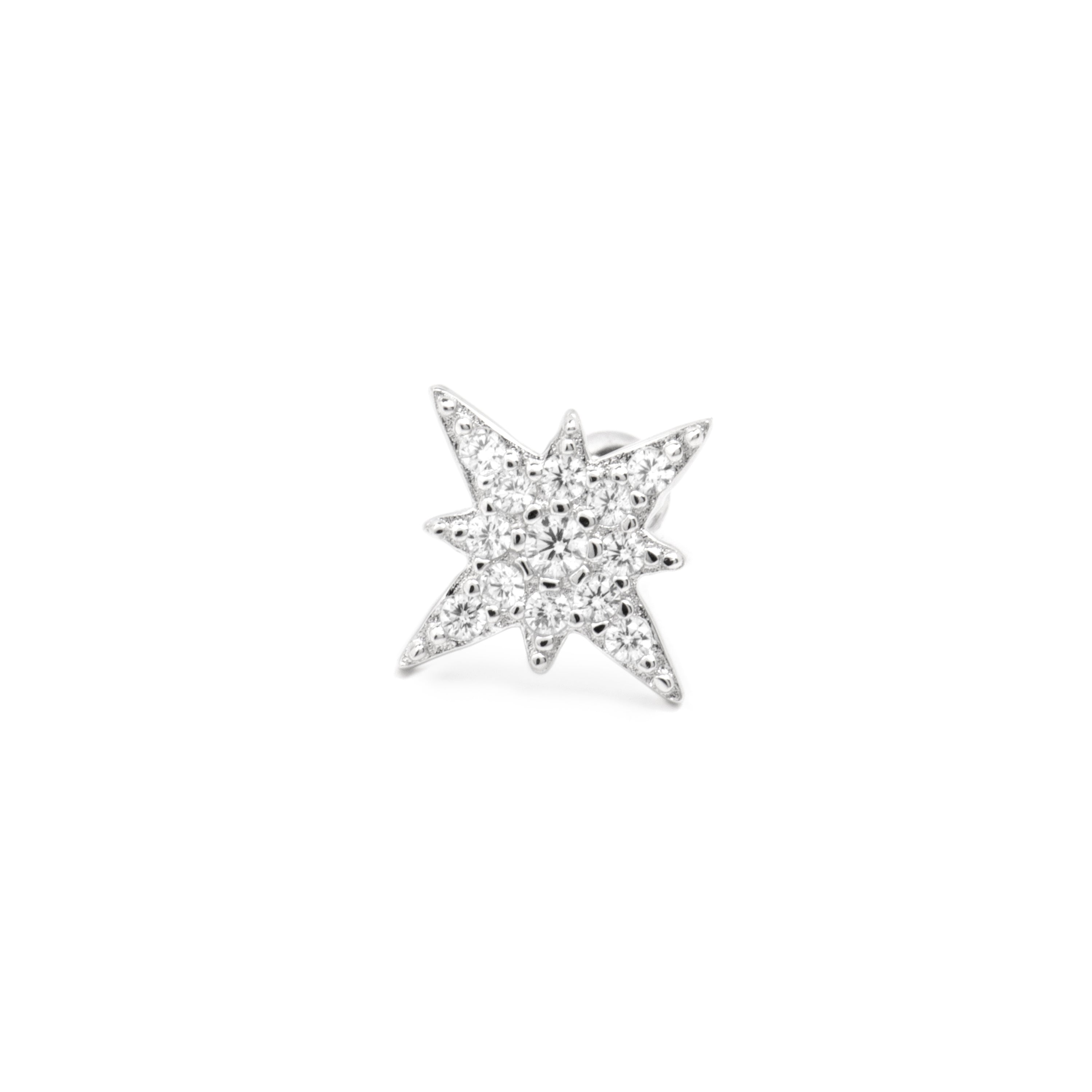 925 Sterling Silver and Brilliant Zirconia Piercing with Rhodium Finish - Rakper