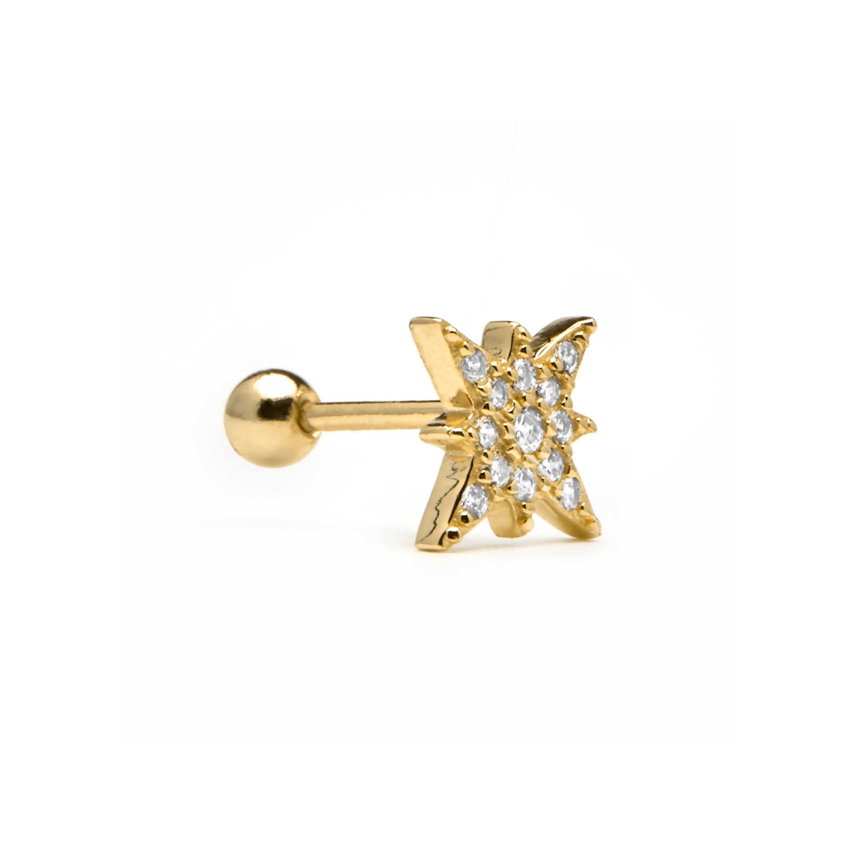 Piercing de Plata de Ley 925 y Circonita Brillante acabado oro amarillo de 18k - Rakper