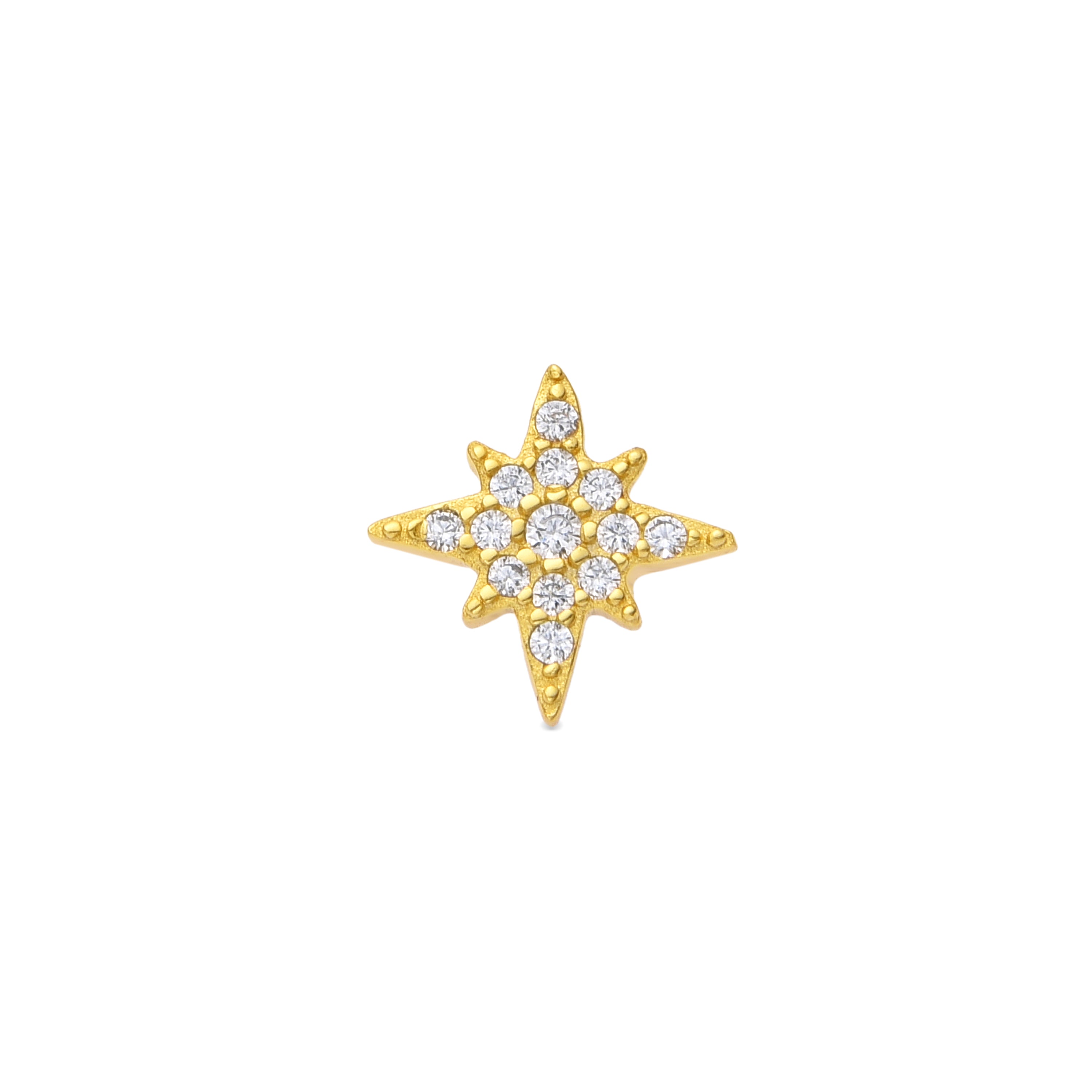 925 Sterling Silver and Brilliant Zirconia Piercing, 18k Yellow Gold Finish - Rakper