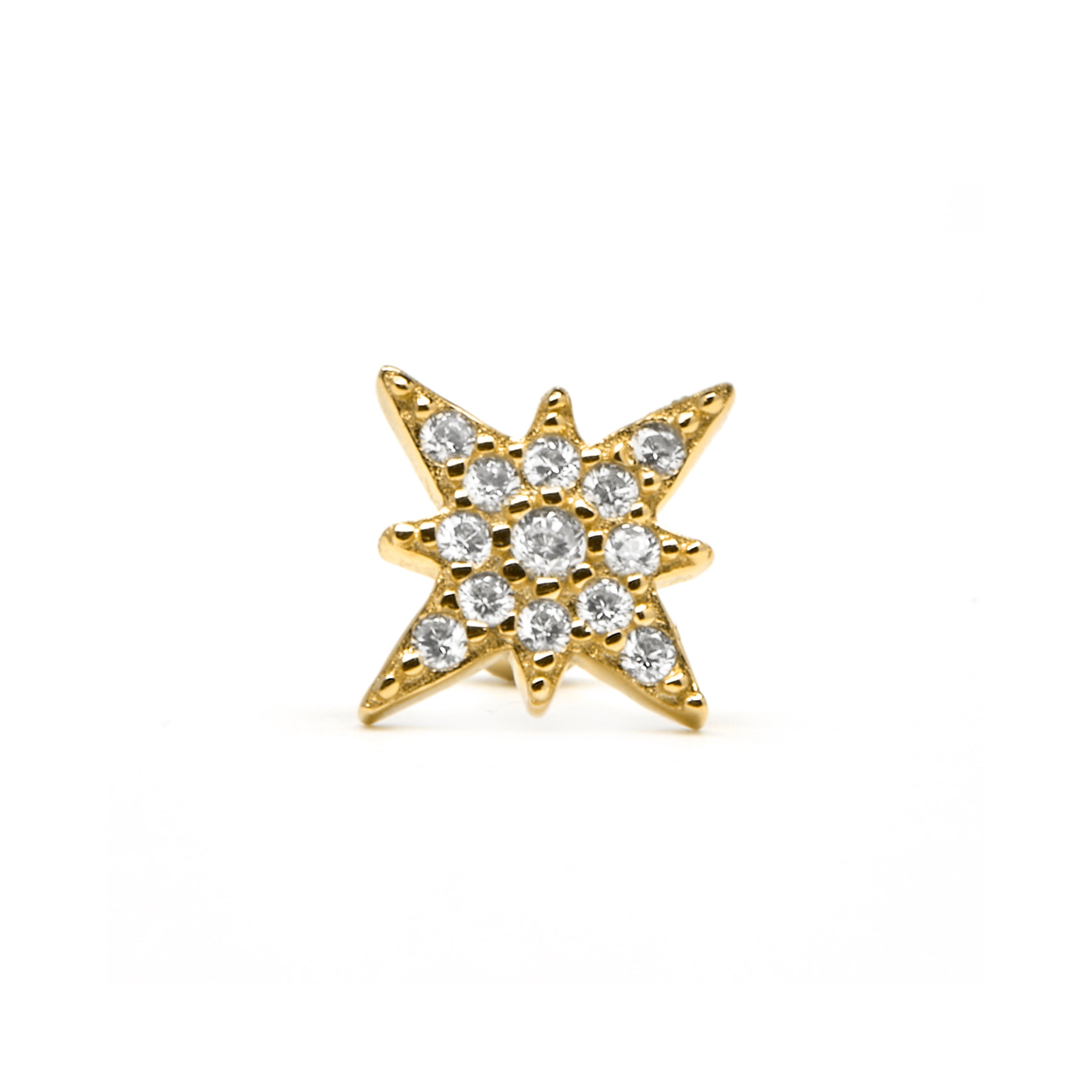 Piercing de Plata de Ley 925 y Circonita Brillante acabado oro amarillo de 18k - Rakper