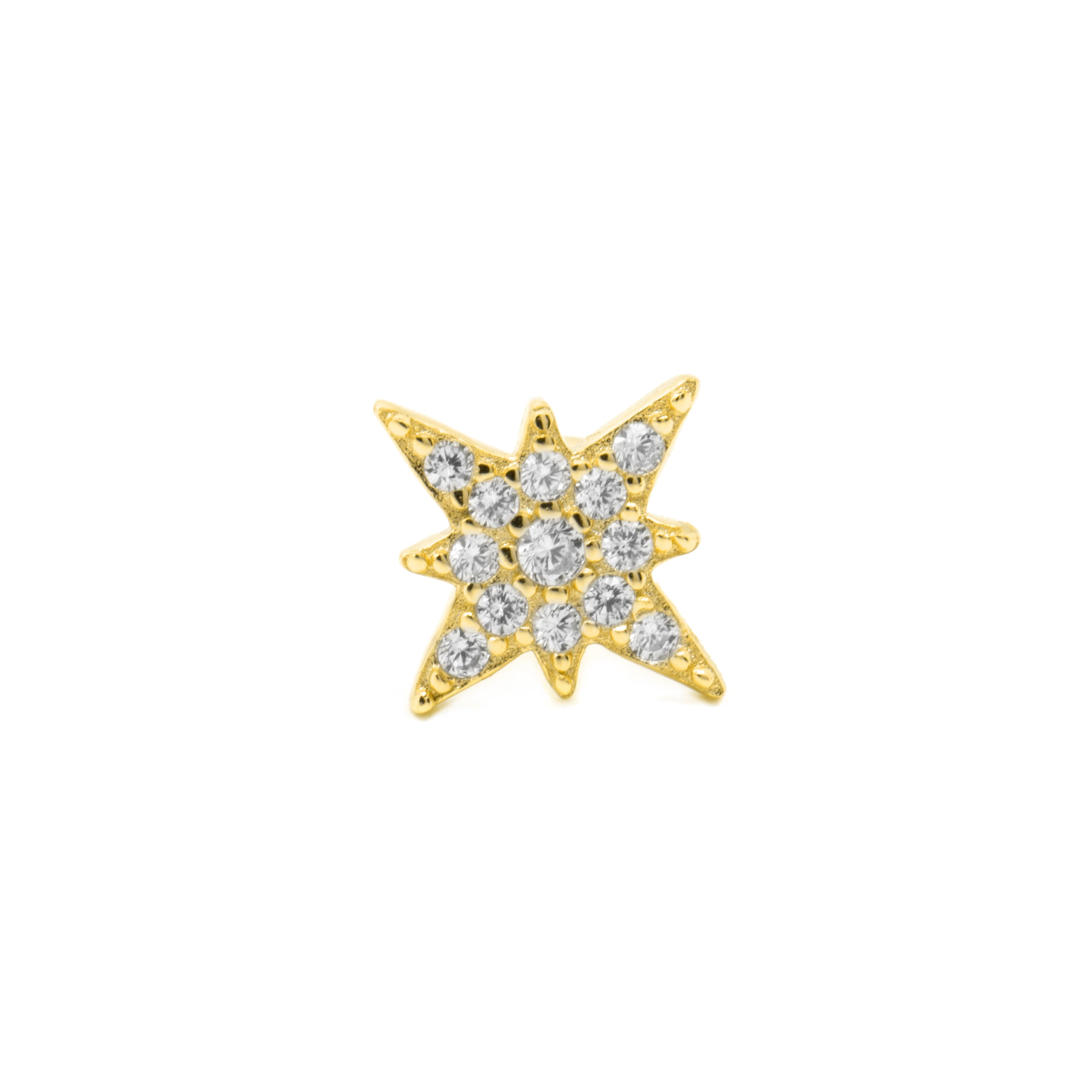 925 Sterling Silver and Brilliant Zirconia Piercing, 18k Yellow Gold Finish - Rakper