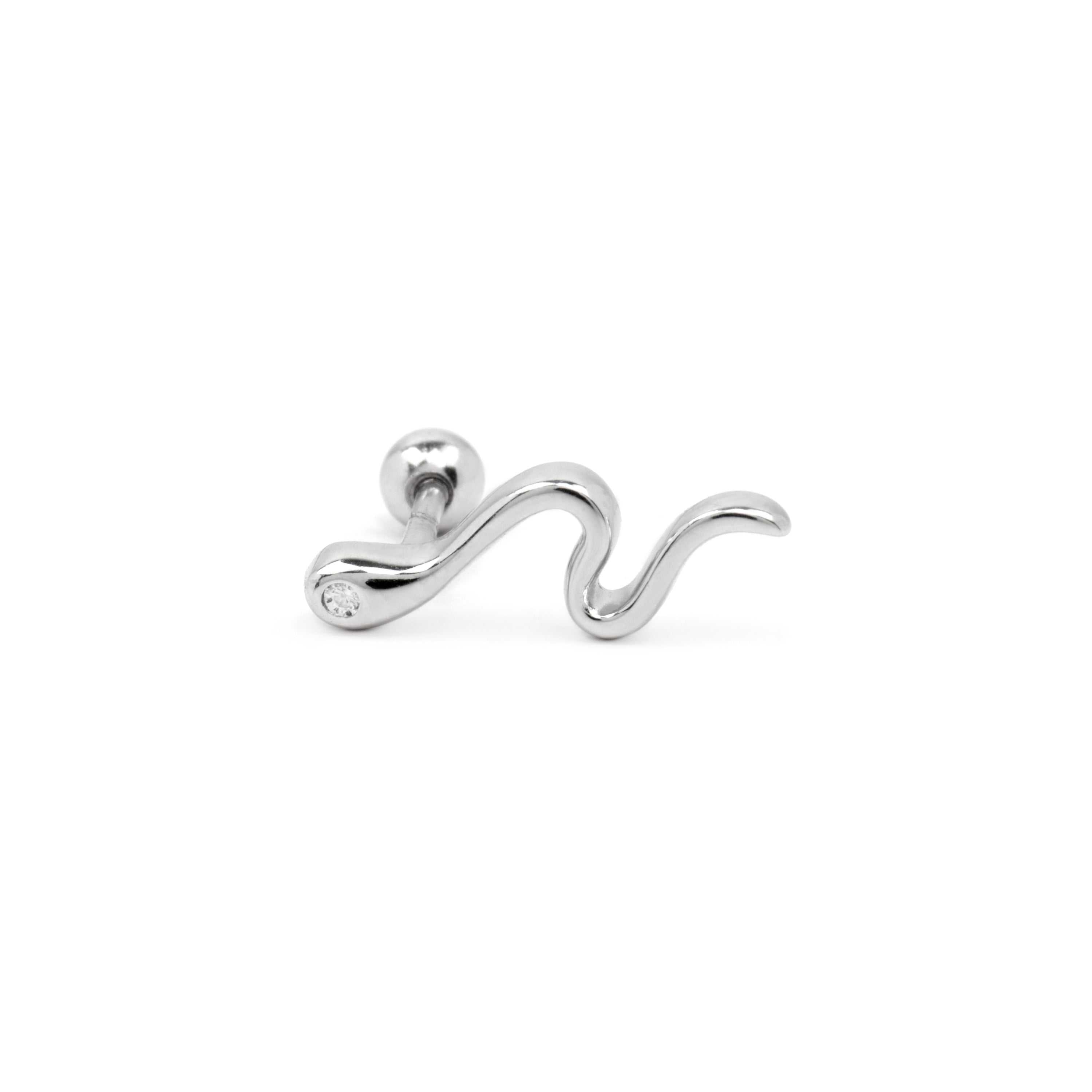 925 Sterling Silver and Brilliant Zirconia Piercing with Rhodium Finish - Webia