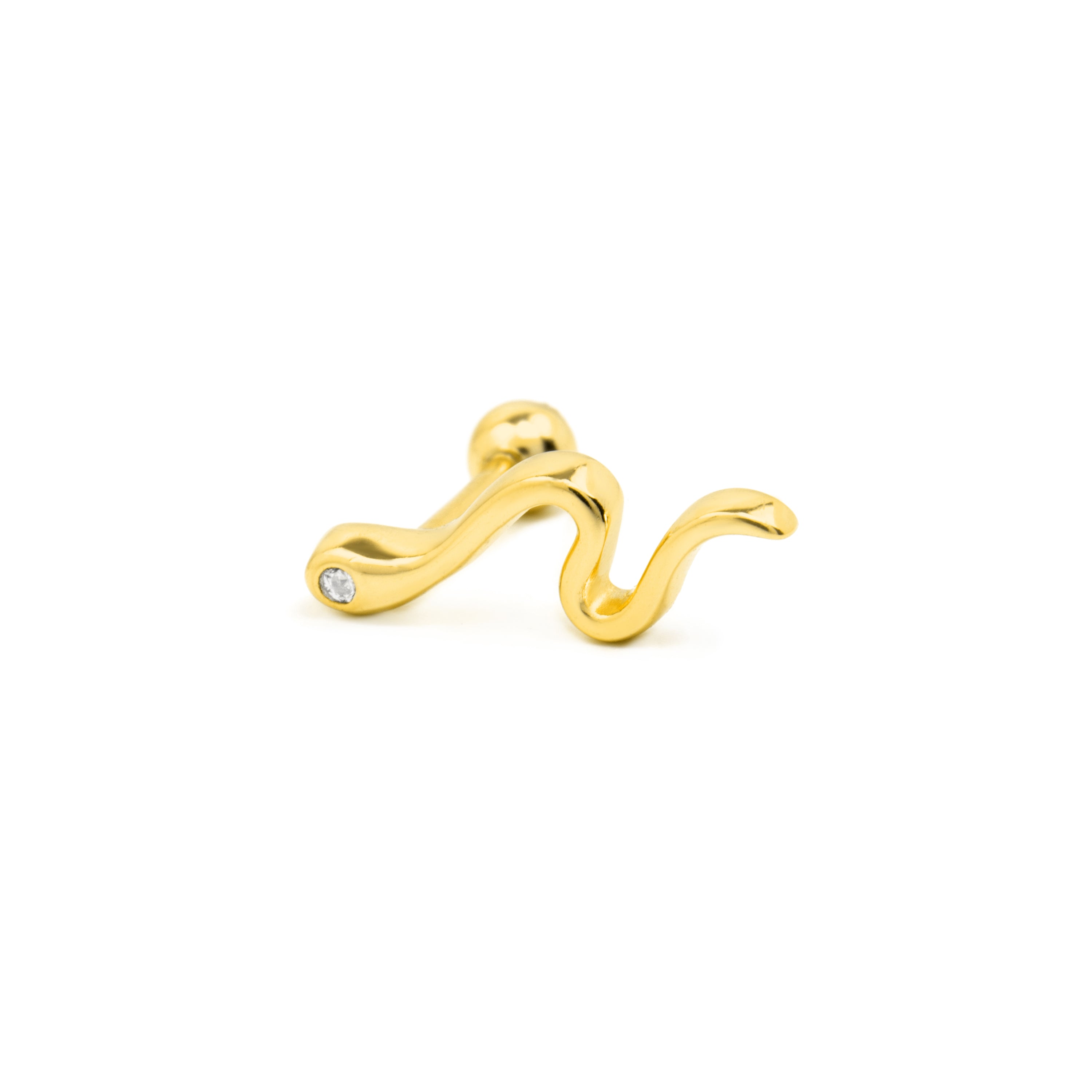 925 Sterling Silver and Brilliant Zirconia Piercing, 18k Yellow Gold Finish - Webia