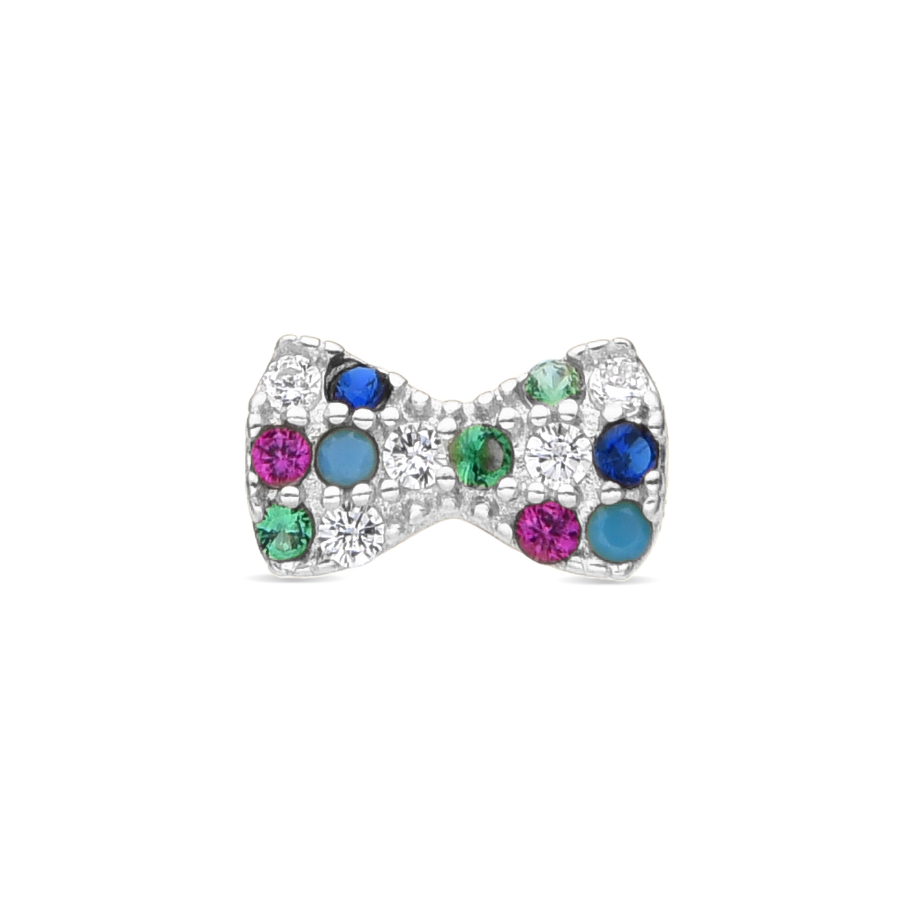 925 Sterling Silver and Multicolor Zirconia Piercing with Rhodium Finish - Nariel