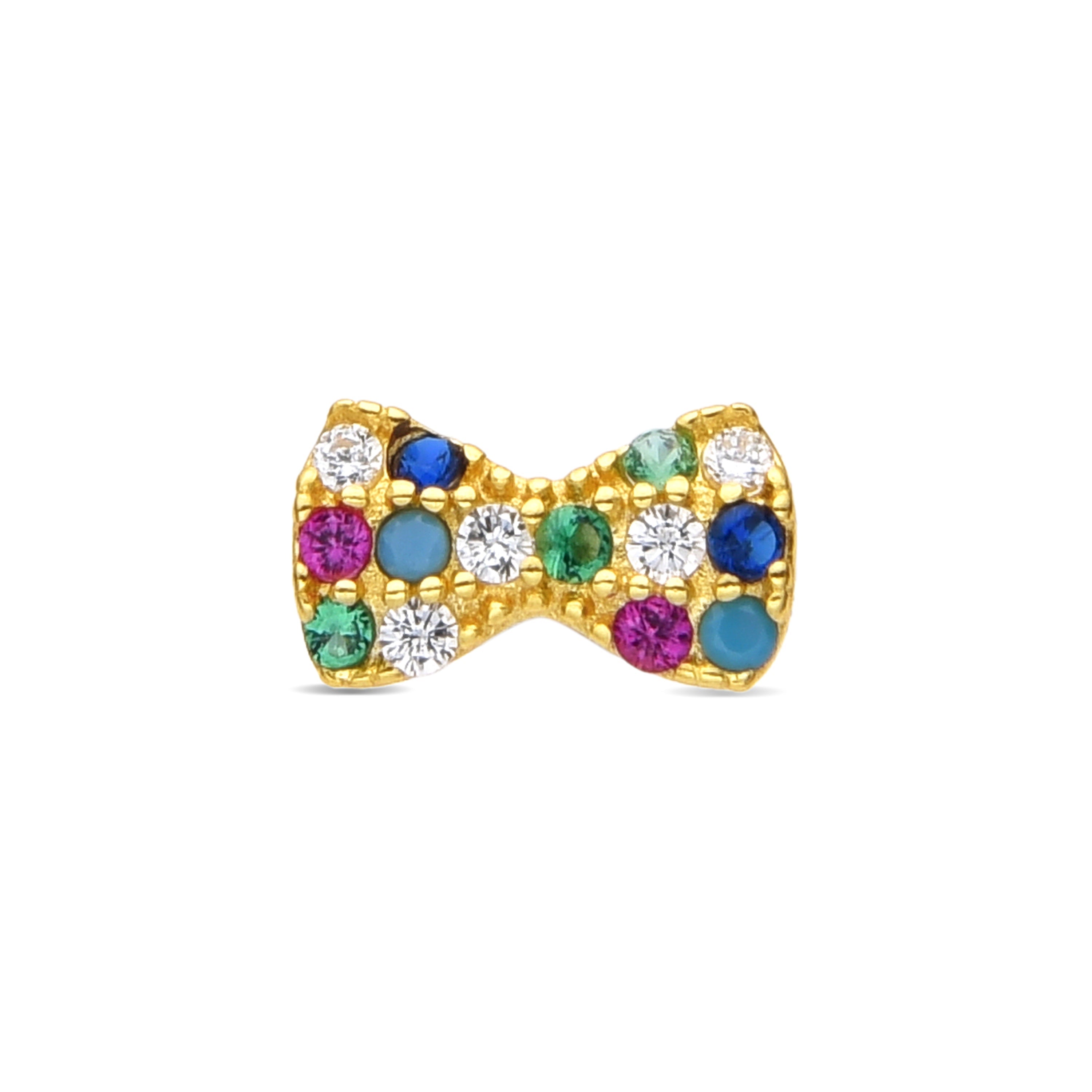 925 Sterling Silver and Multicolor Zirconia Piercing, 18k Yellow Gold Finish - Nariel