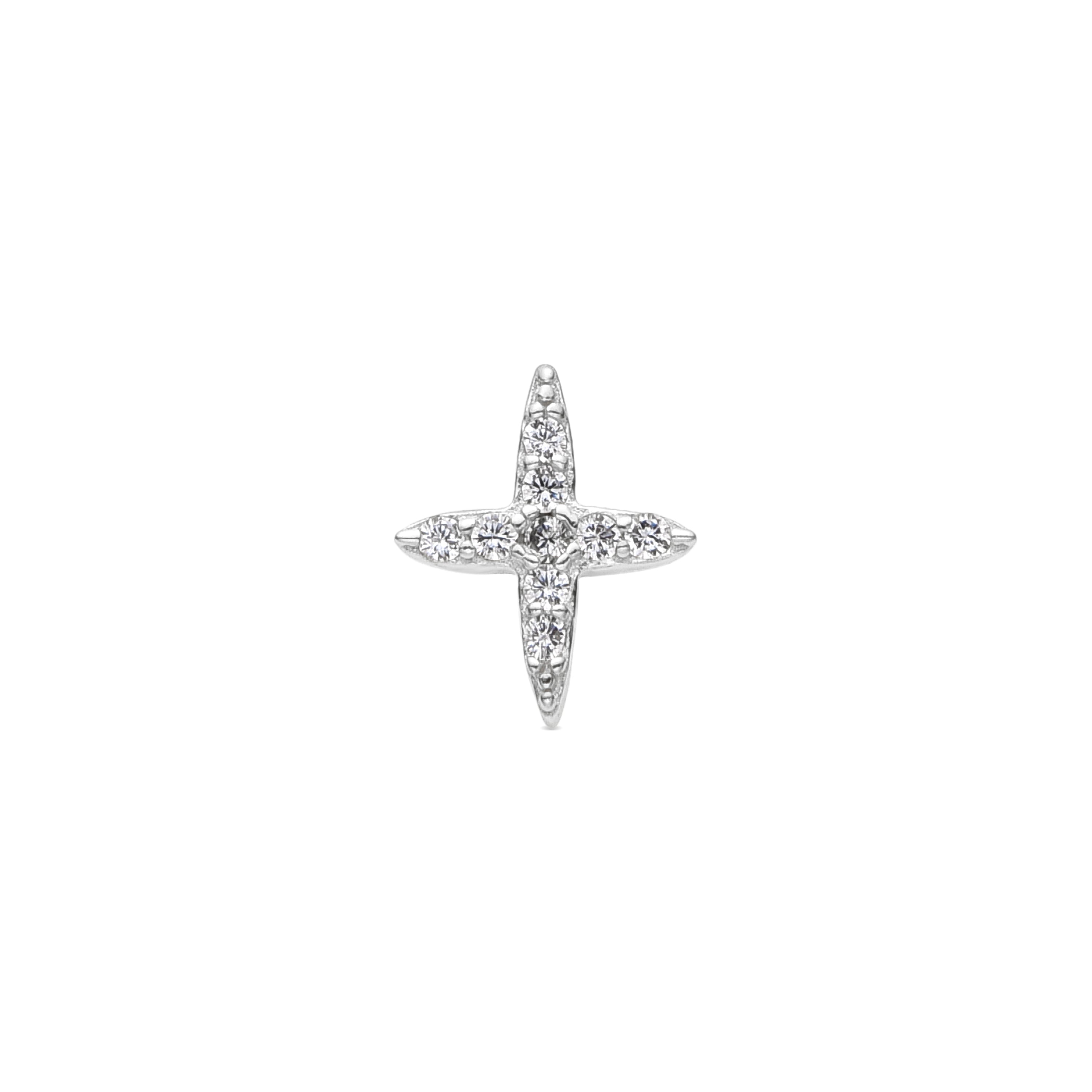 925 Sterling Silver and Brilliant Zirconia Piercing with Rhodium Finish - Eldia