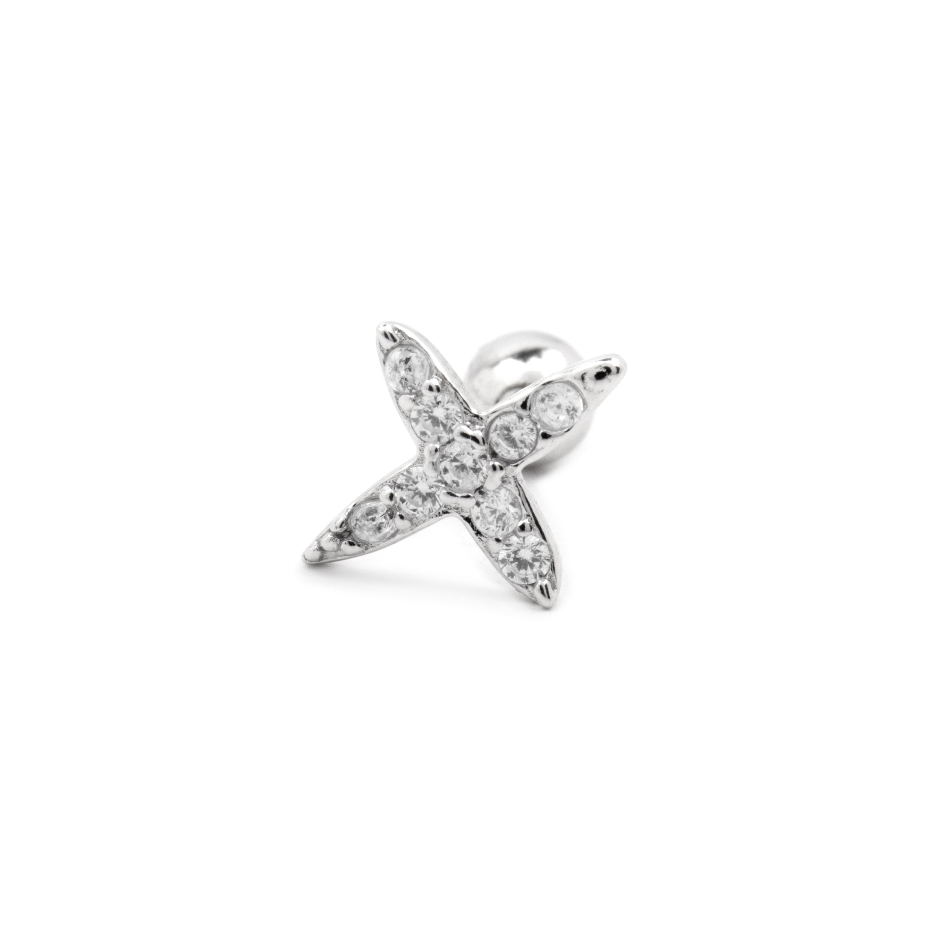 925 Sterling Silver and Brilliant Zirconia Piercing with Rhodium Finish - Eldia