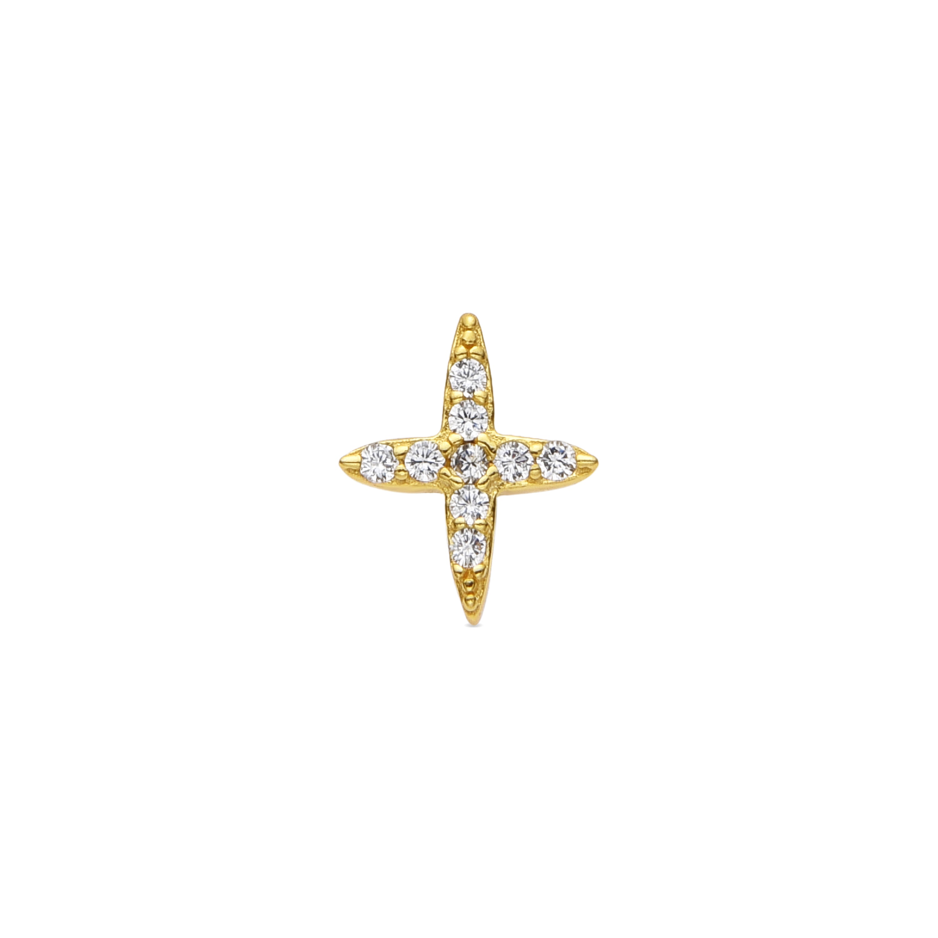 925 Sterling Silver and Brilliant Zirconia Piercing, 18k Yellow Gold Finish - Eldia