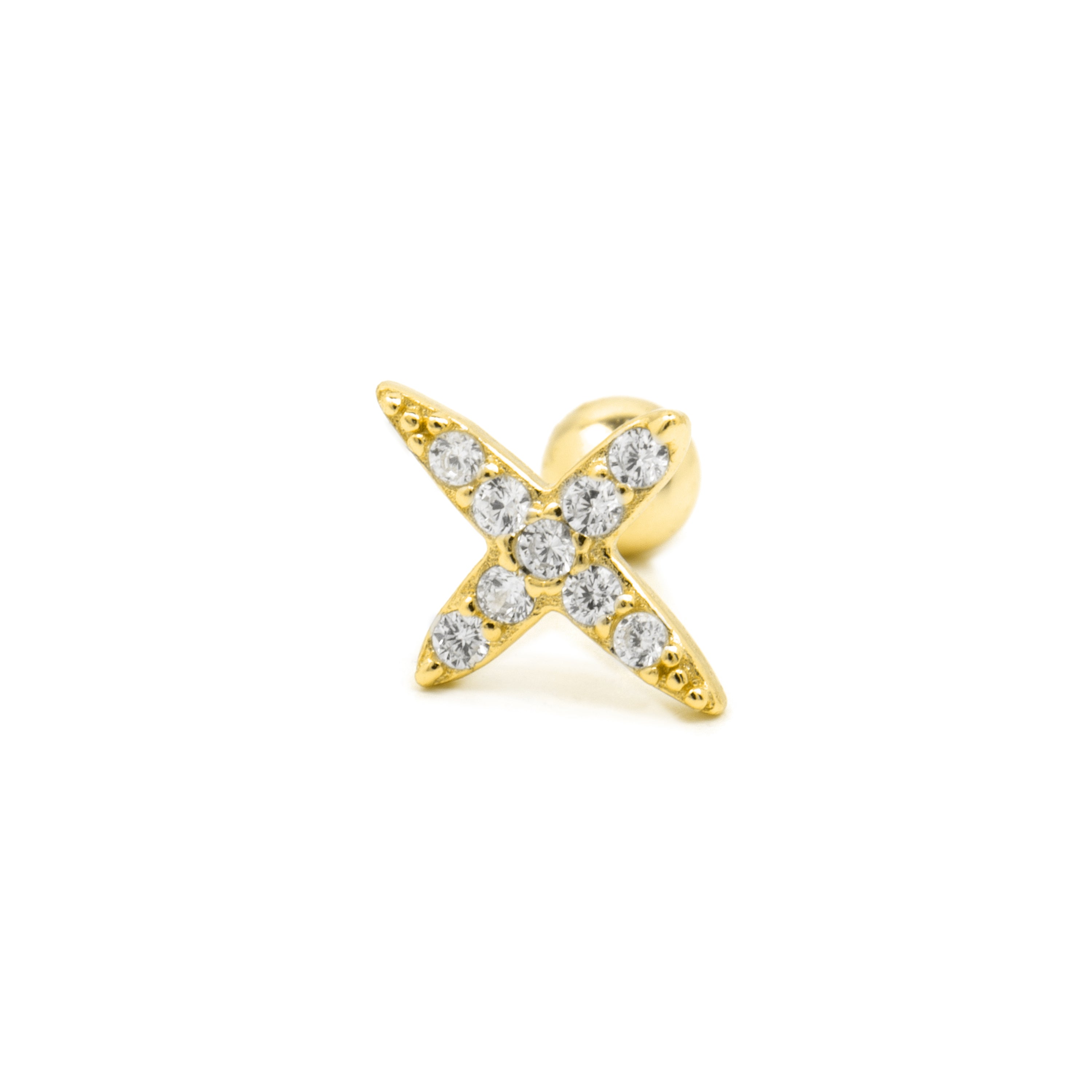 925 Sterling Silver and Brilliant Zirconia Piercing, 18k Yellow Gold Finish - Eldia