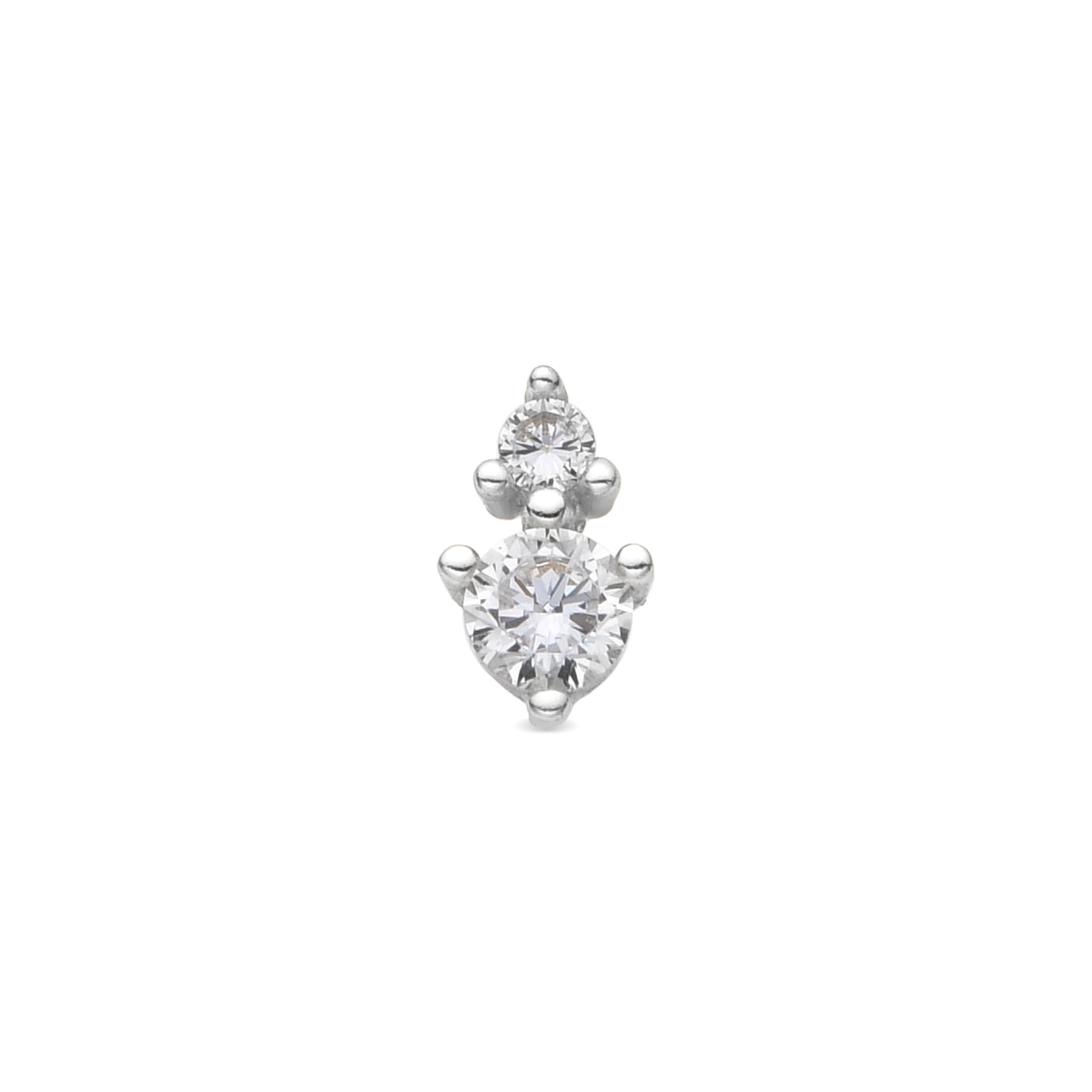925 Sterling Silver and Brilliant Zirconia Piercing with Rhodium Finish - Odwa