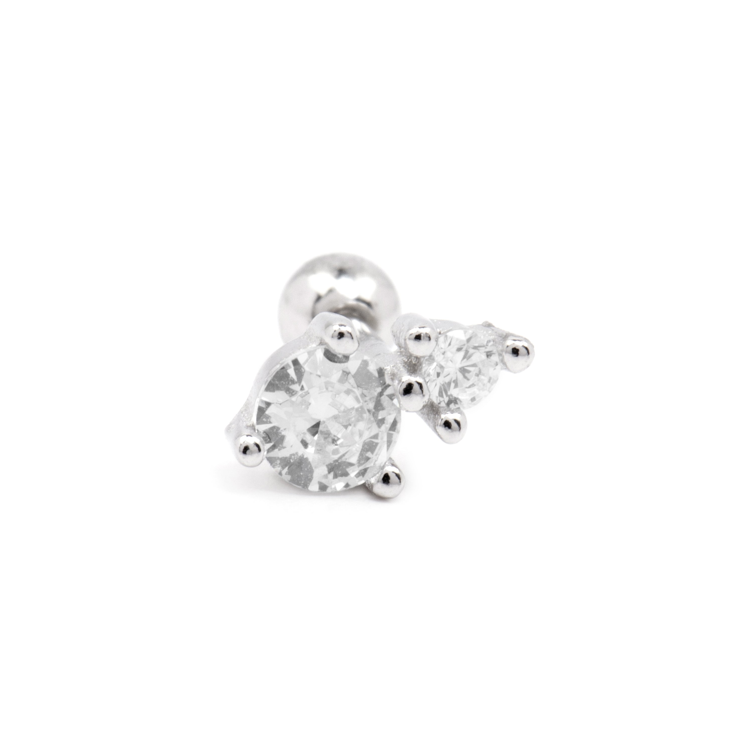 925 Sterling Silver and Brilliant Zirconia Piercing with Rhodium Finish - Odwa