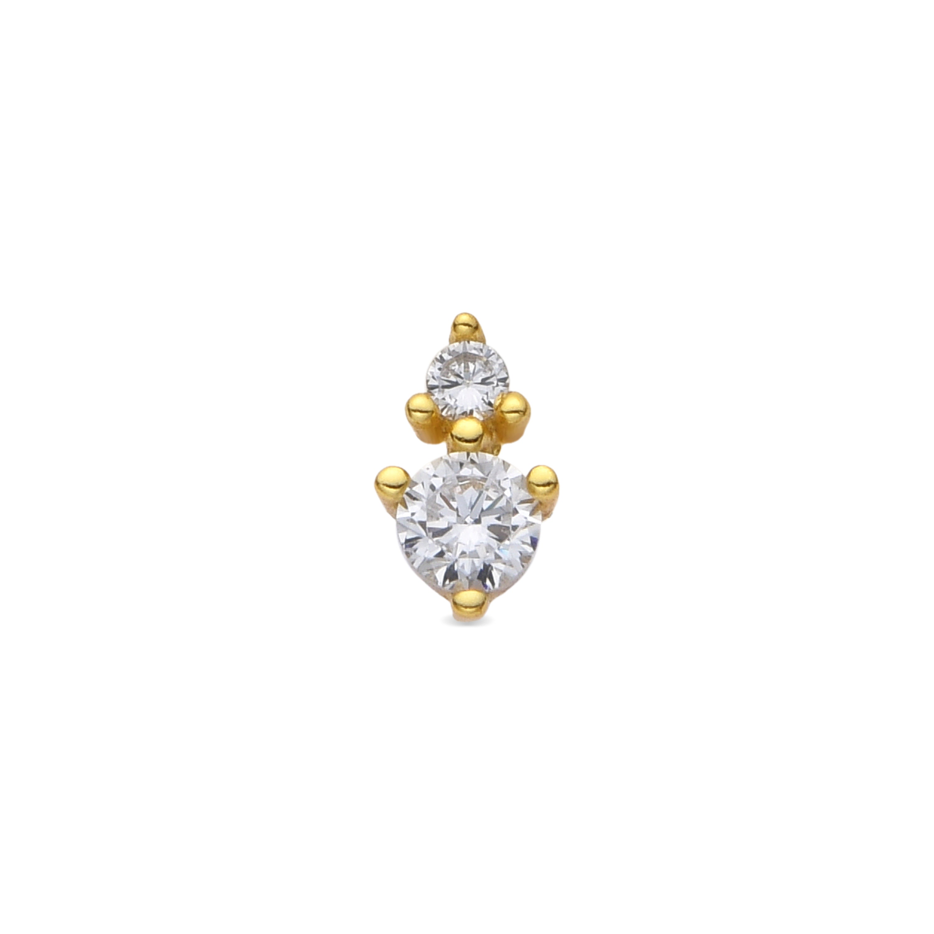 925 Sterling Silver and Brilliant Zirconia Piercing, 18k Yellow Gold Finish - Odwa