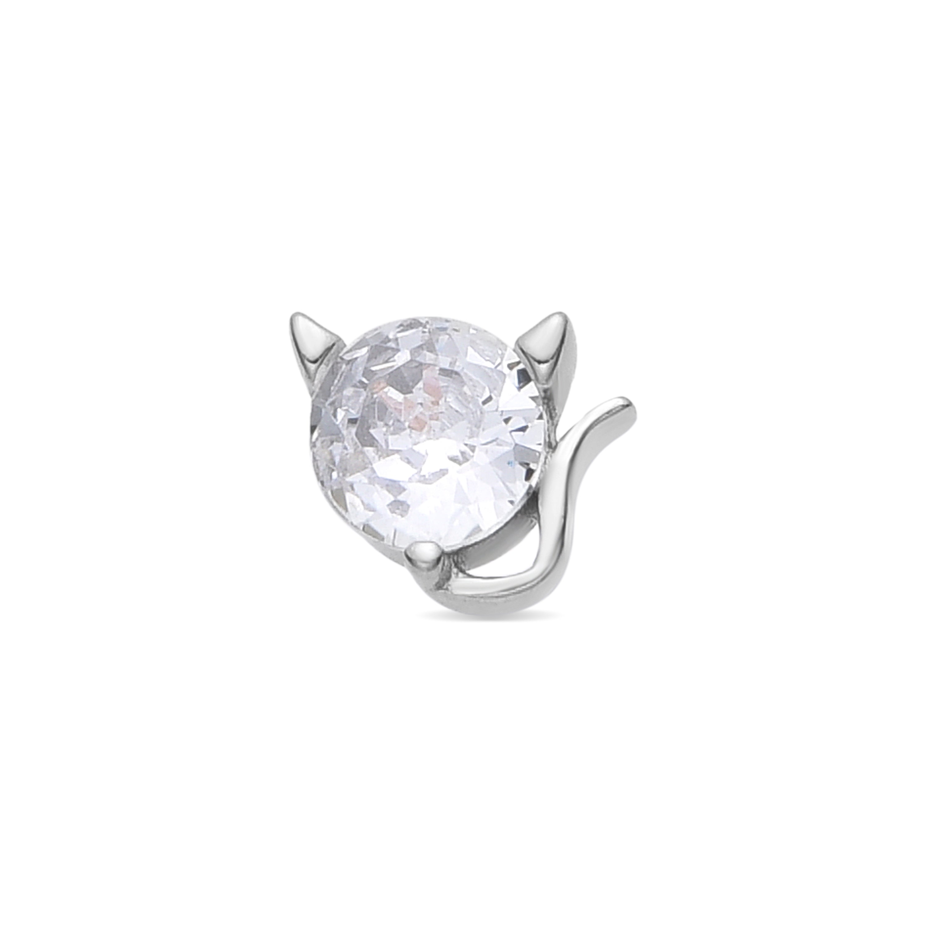 925 Sterling Silver and Brilliant Zirconia Piercing with Rhodium Finish - Volsi