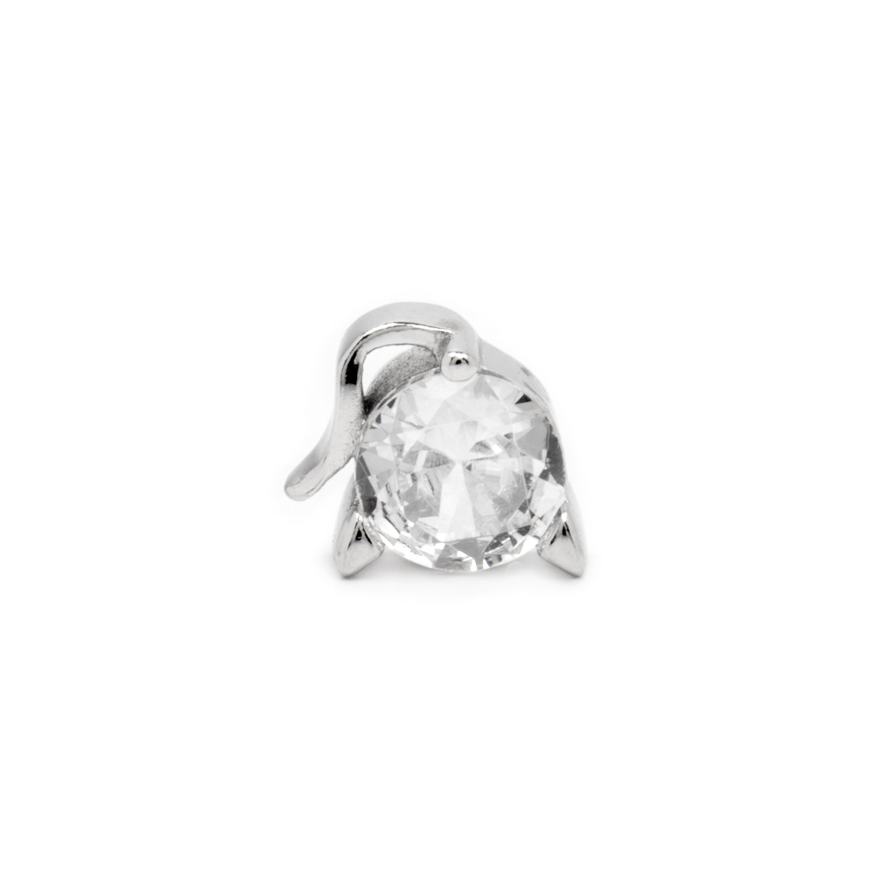 925 Sterling Silver and Brilliant Zirconia Piercing with Rhodium Finish - Volsi