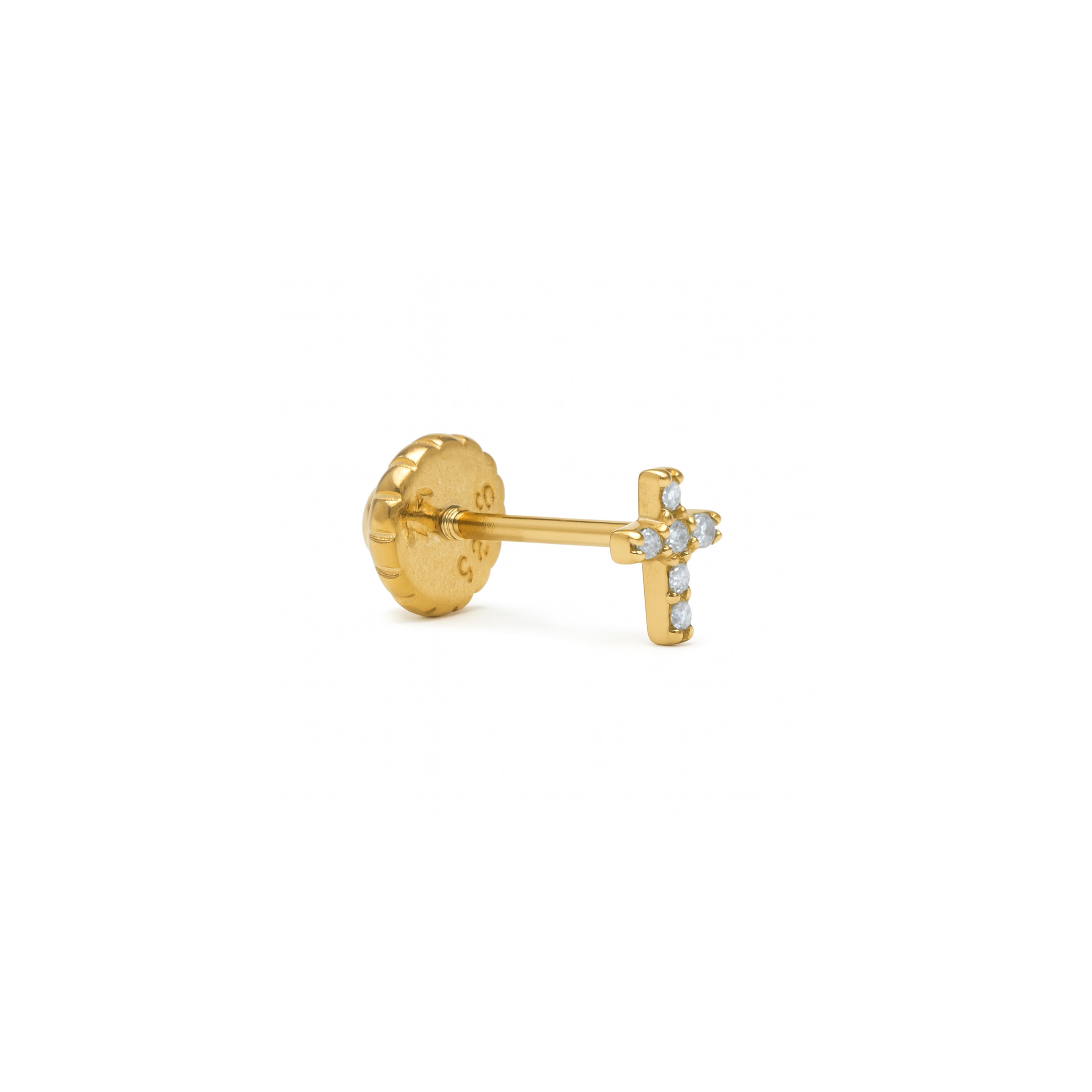 925 Sterling Silver and Brilliant Zirconia Piercing finished in 18k yellow gold - Inloc